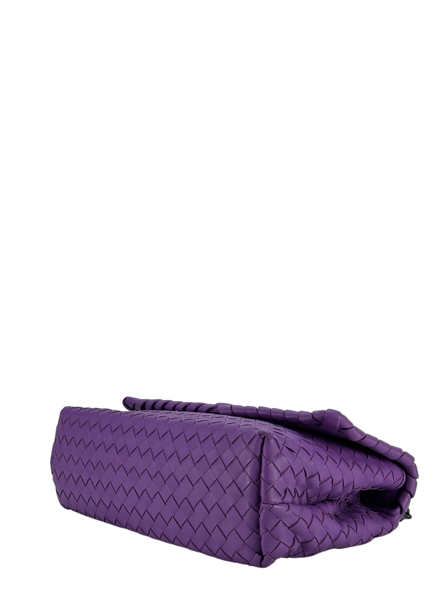 BOTTEGA VENETA - Purple Lambskin Intrecciato Leather Shoulder Bag