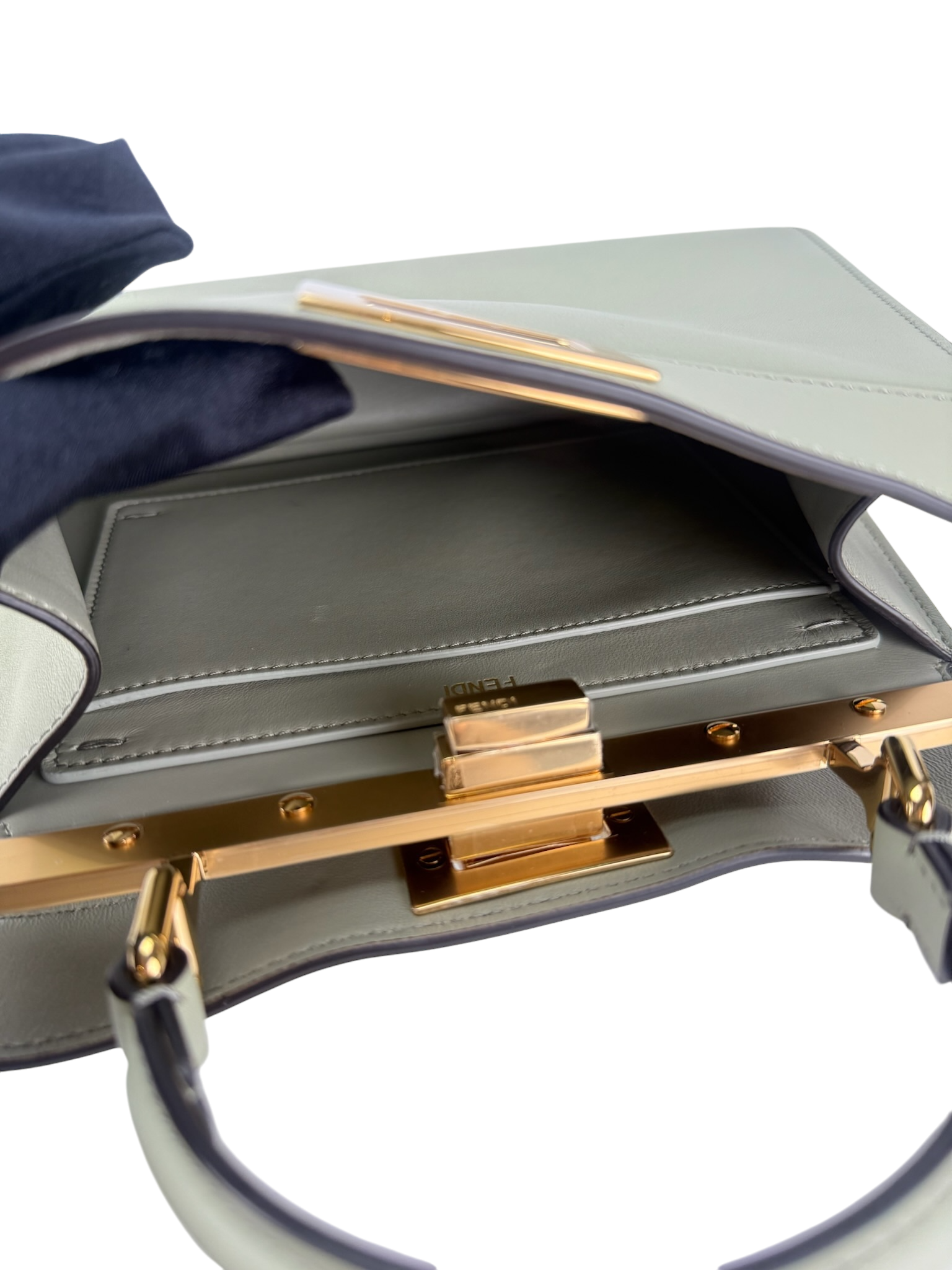 FENDI - Peekaboo Soft Small Green Tea Calfskin Leather bag Gold Hardware