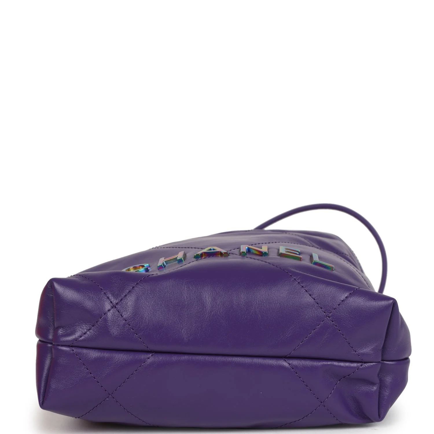 Chanel Mini 22 Bag Dark Purple Lambskin Rainbow Hardware