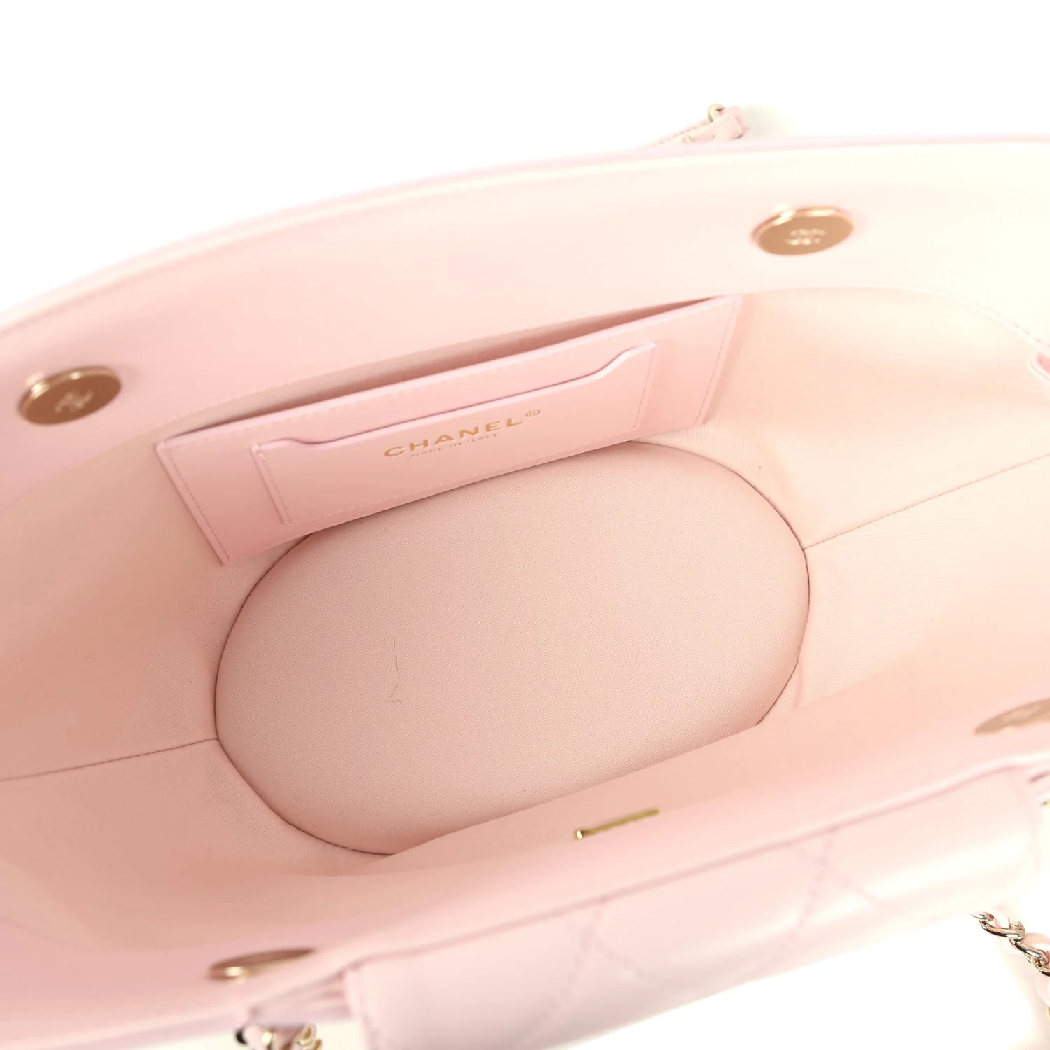 Chanel Small Shopping Tote Bag Beige Raffia and Light Pink Lambskin Light Gold Hardware