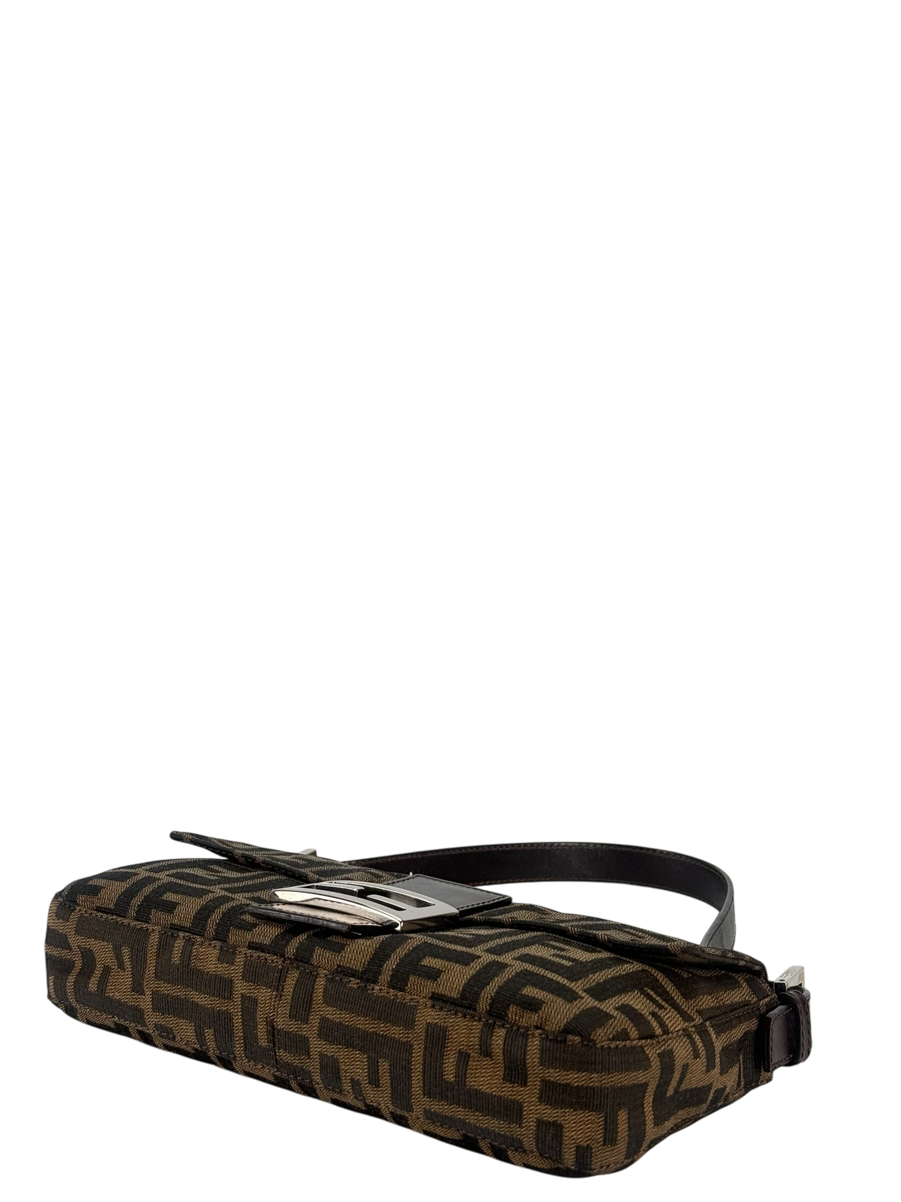 FENDI - Brown Zucca Baguette Handbag Silver Hardware