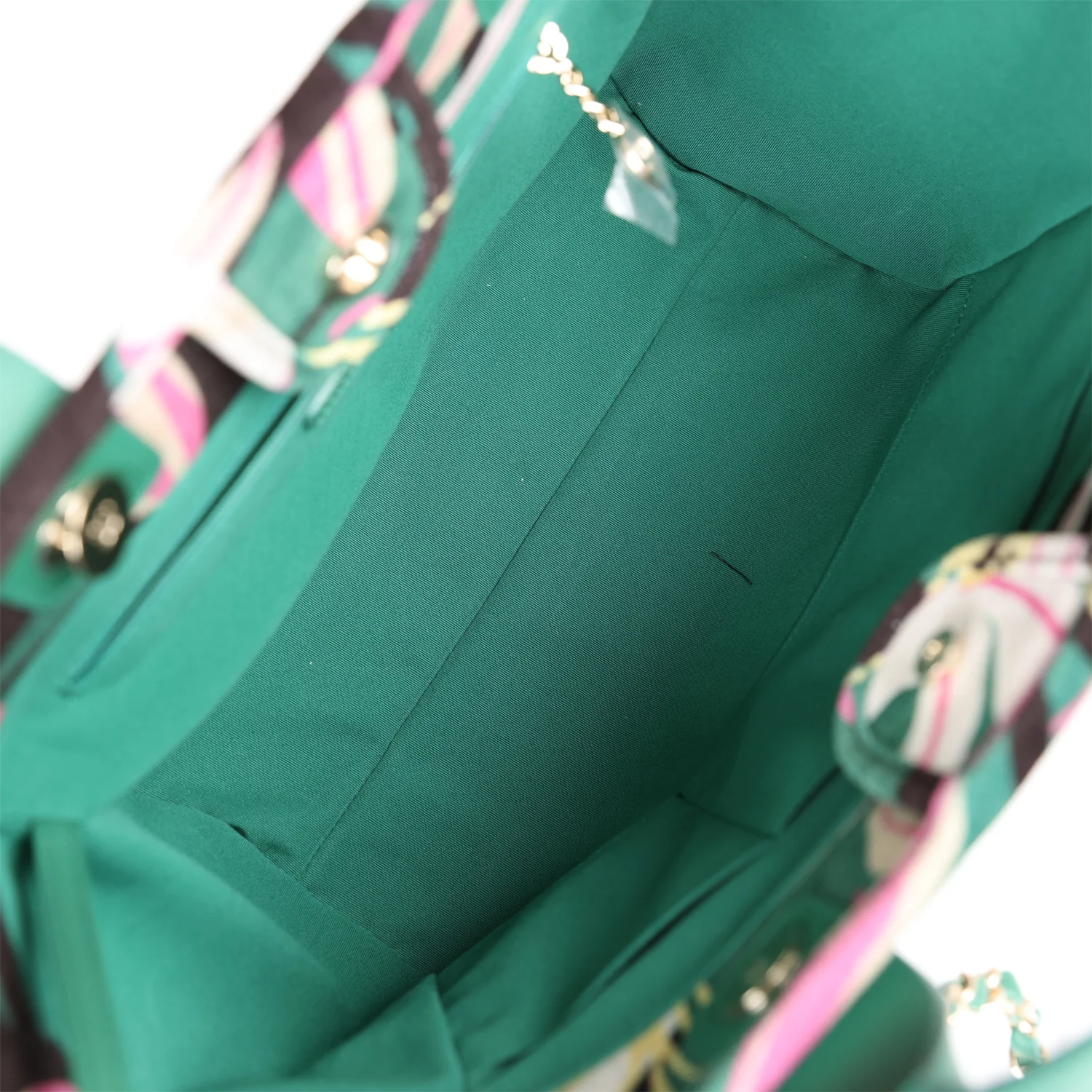 Chanel Small Deauville Shopping Tote Green and Pink Tropical Floral Velvet Light Gold Hardware