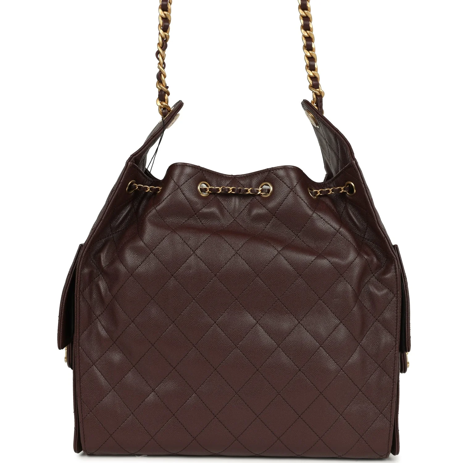 Chanel Medium 25 Hobo Bag Dark Brown Caviar Antique Gold Hardware