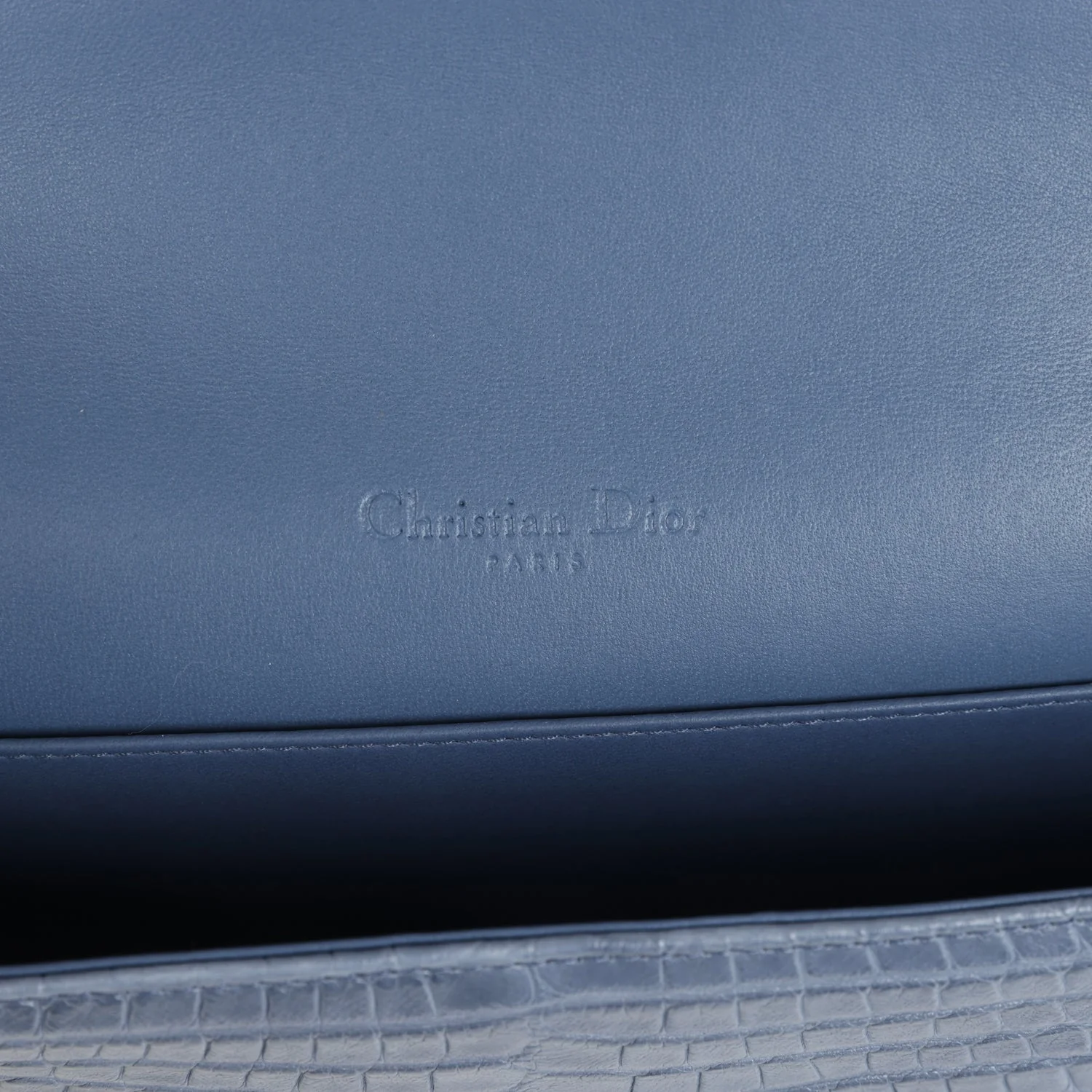 Christian Dior Convertible Clutch Bag Blue Alligator Light Gold Hardware