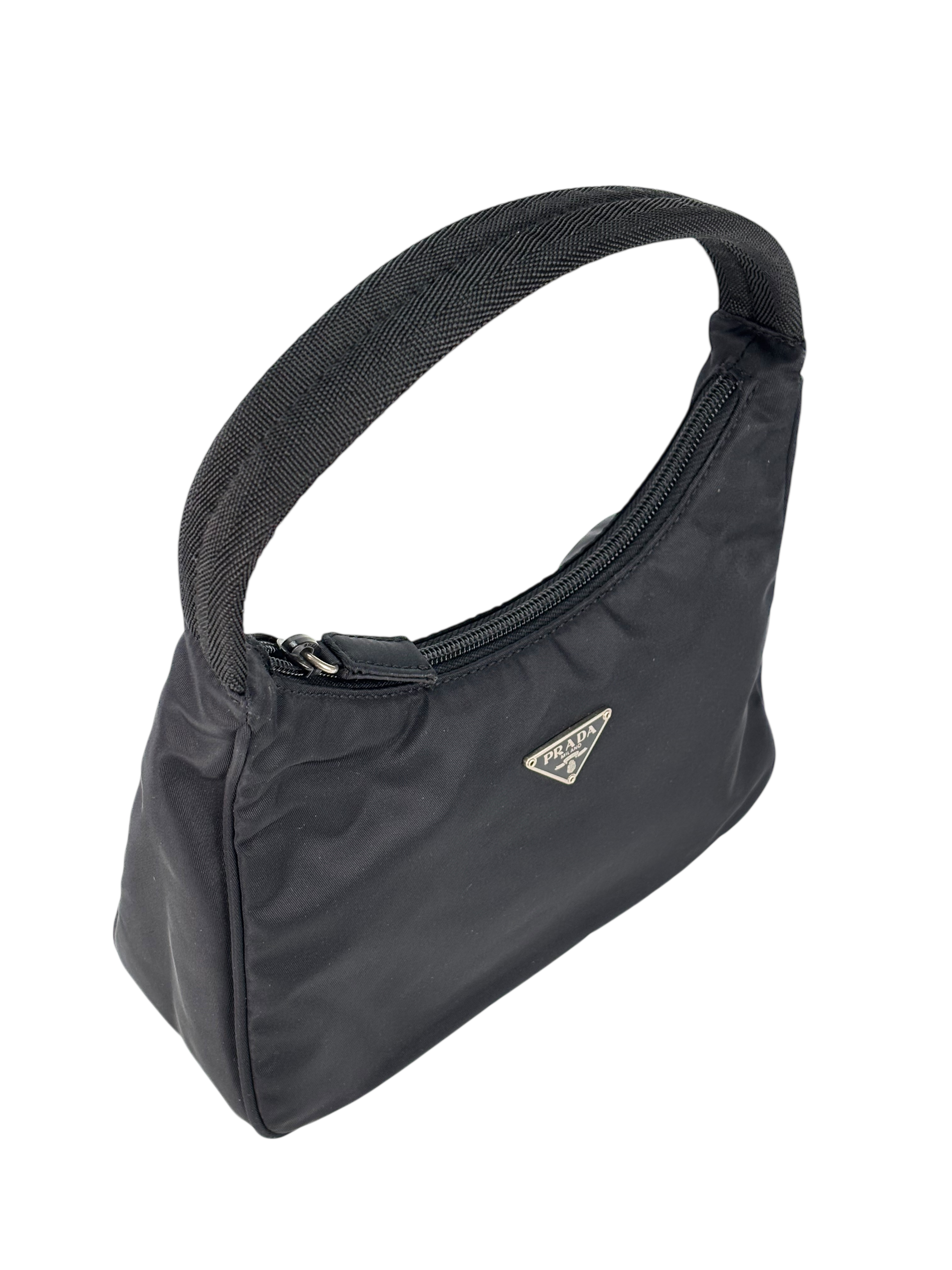 PRADA - Black Nylon Hobo Bag