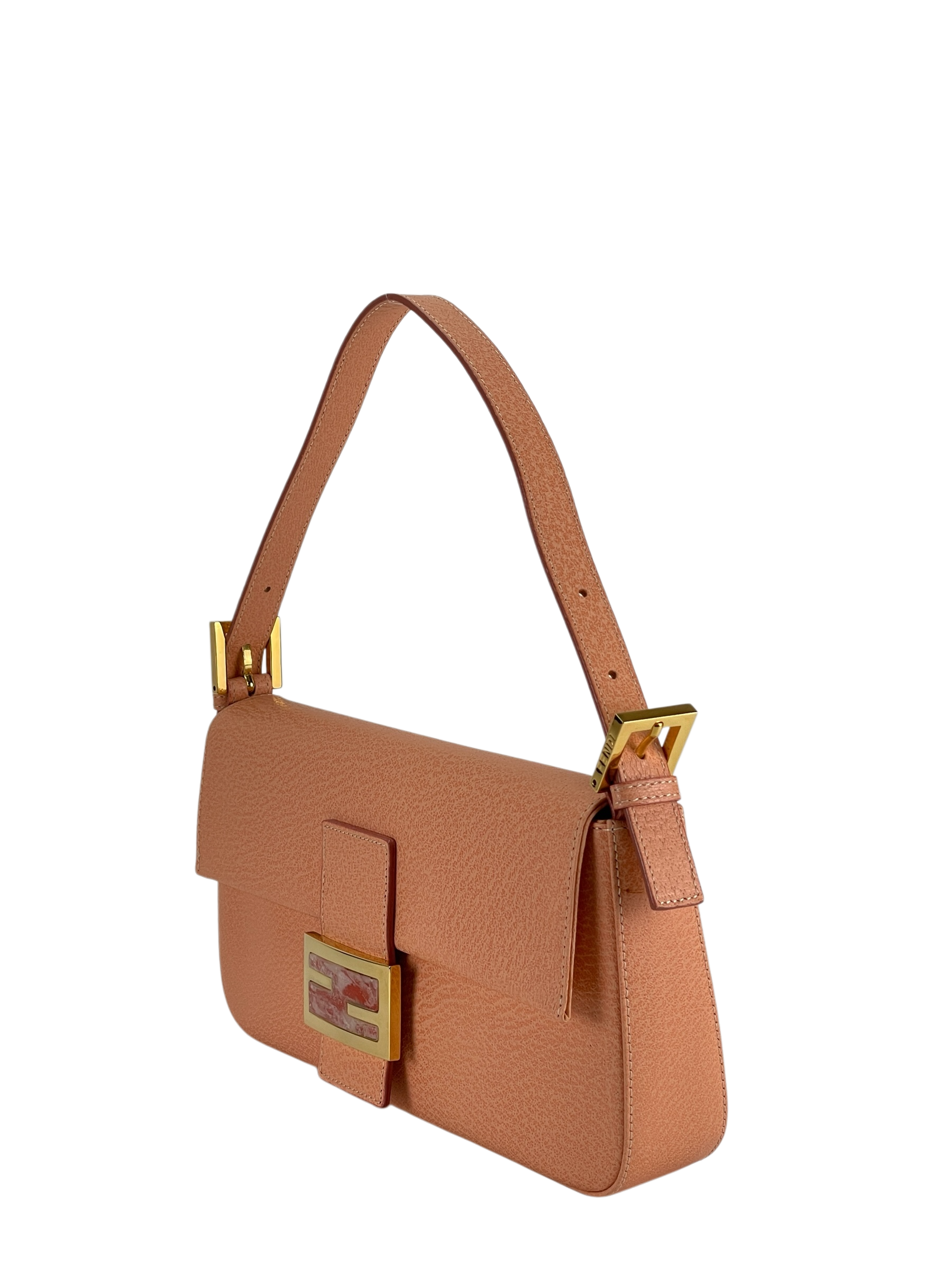 FENDI - Orange Pink Baguette Handbag Silver Hardware