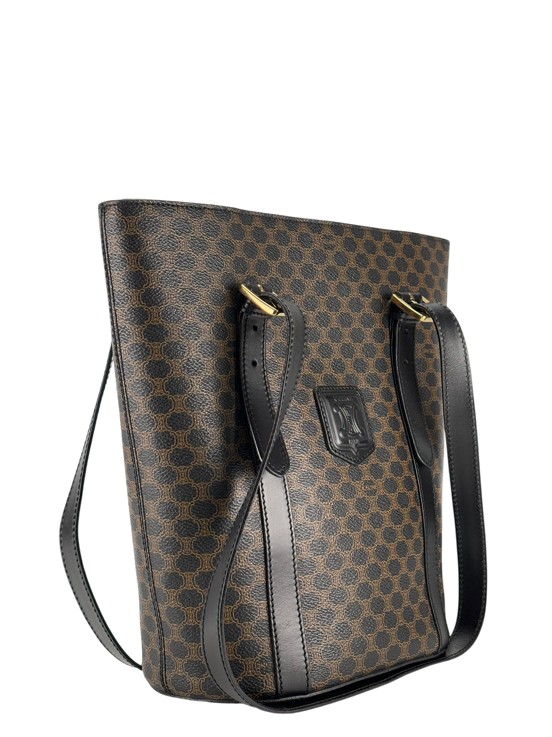 CELINE - Black Brown Macadam Bucket Bag