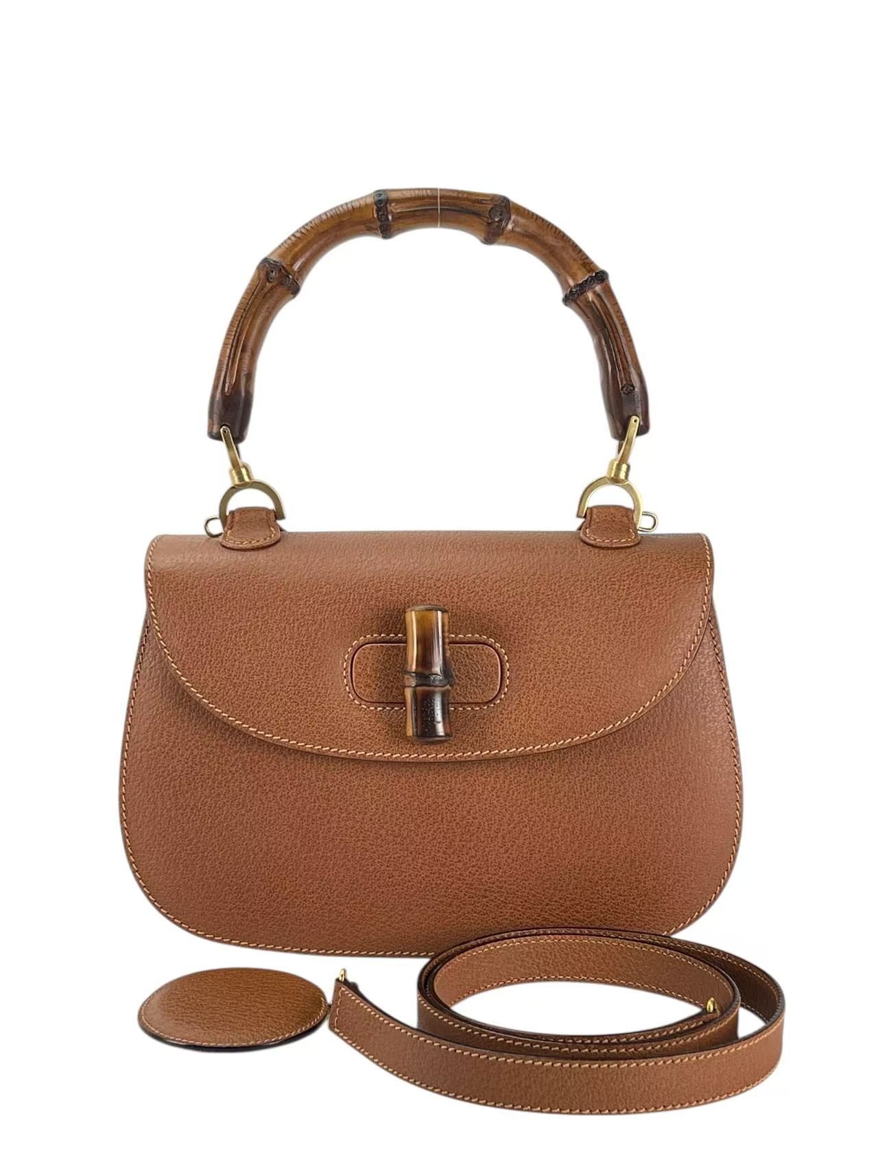 GUCCI - Brown Calfskin Bamboo Handbag