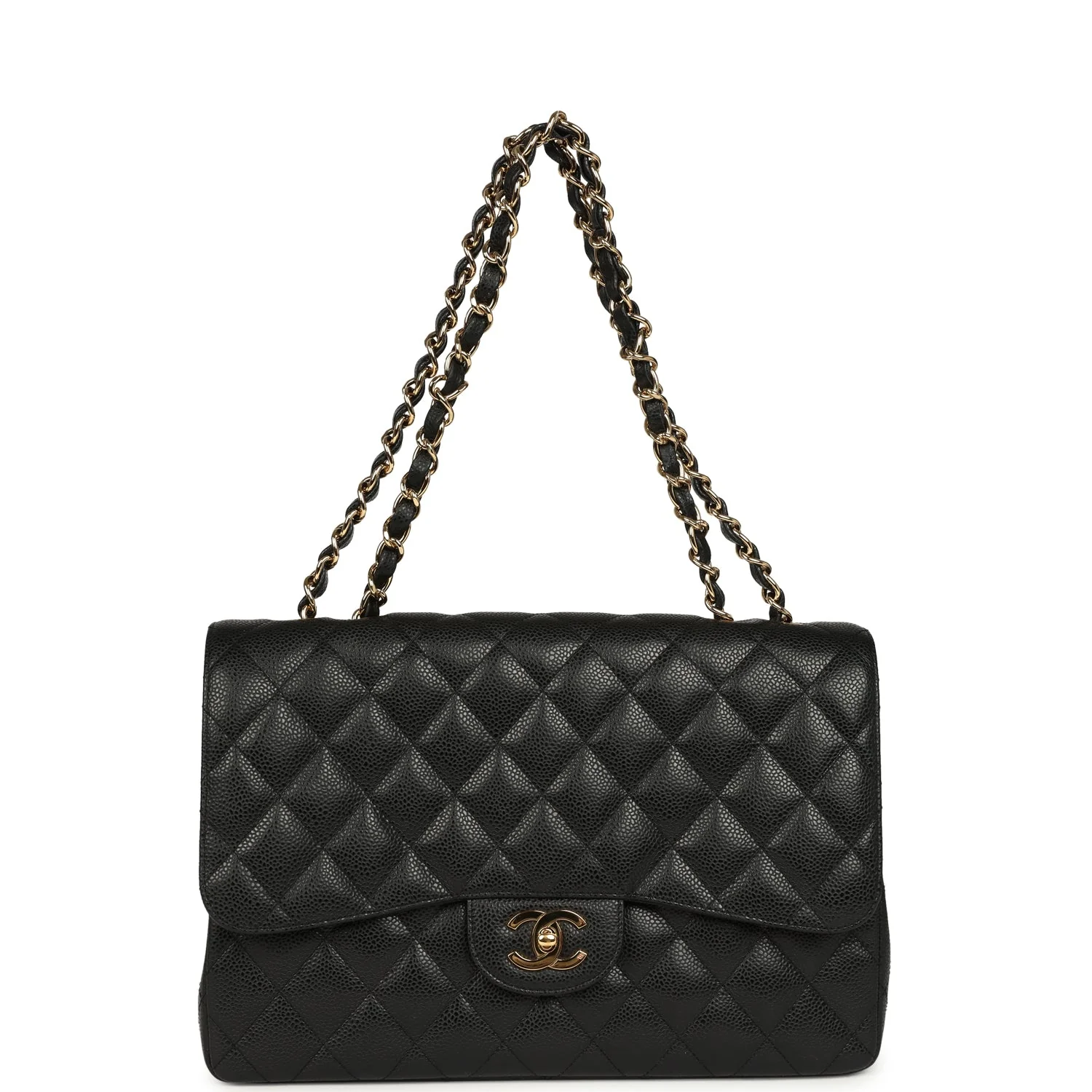 Chanel Jumbo Classic Single Flap Bag Black Caviar Gold Hardware