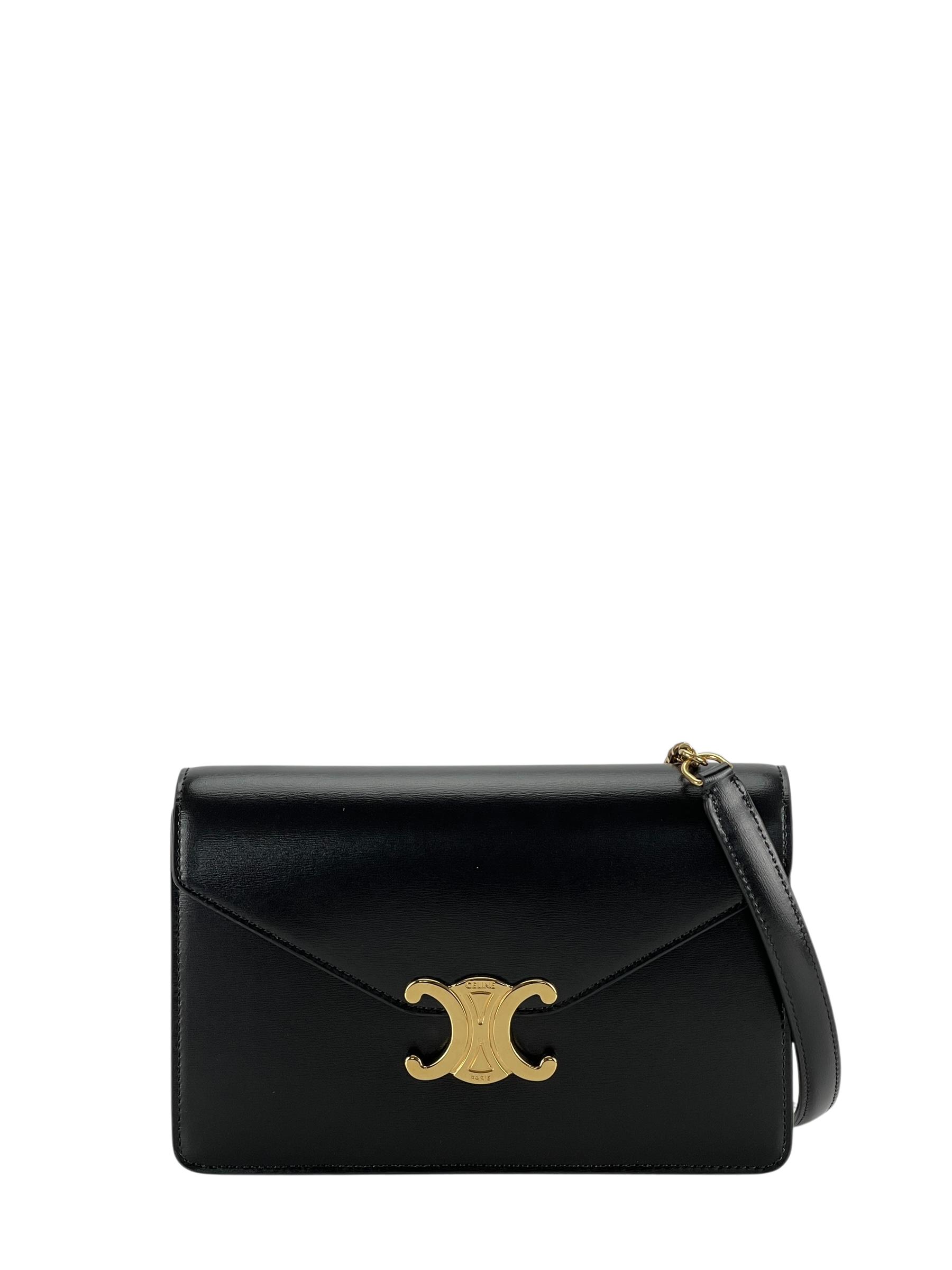 CELINE - Black Calfskin Crossbody Bag Teen Triomphe