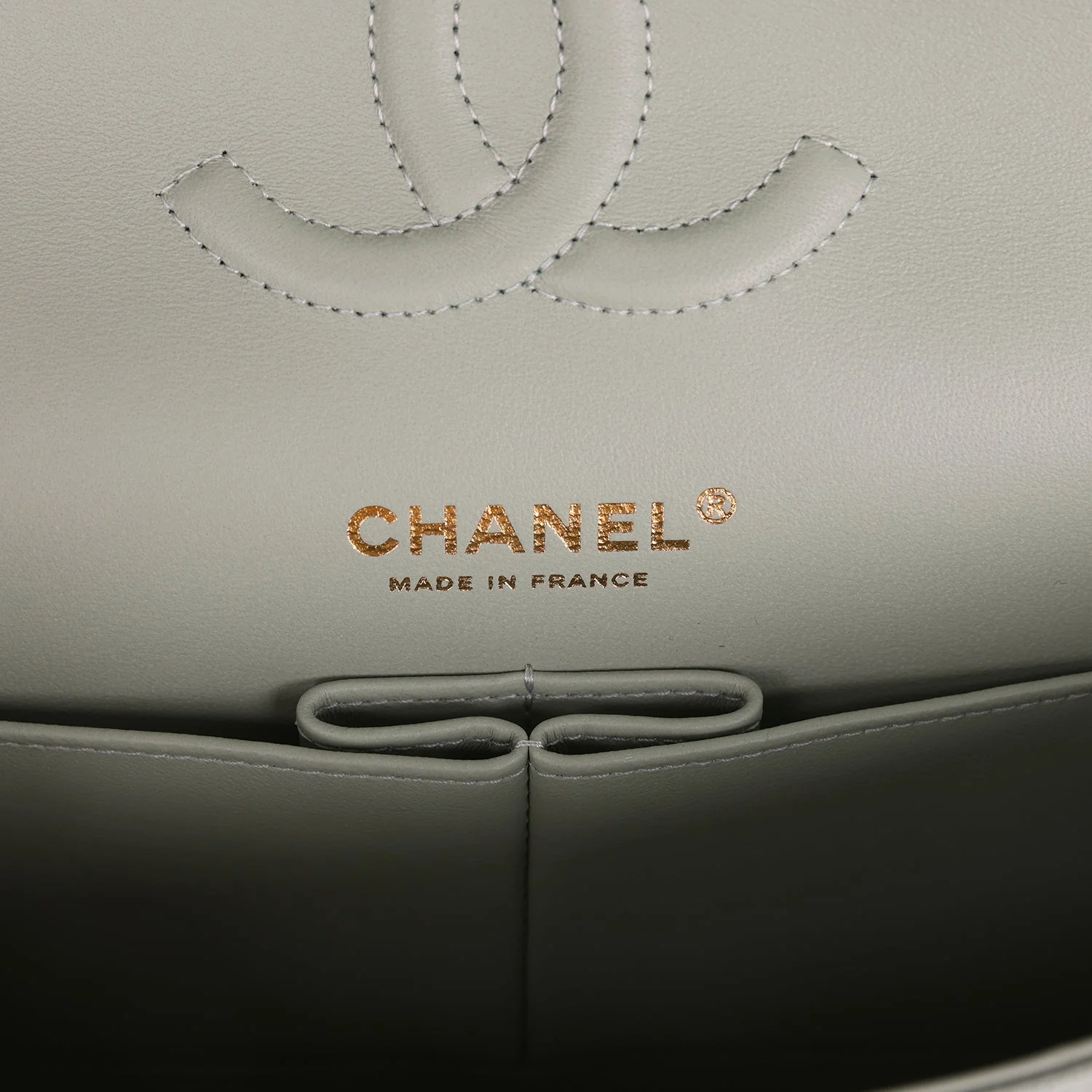 Chanel Medium Classic Double Flap Bag Light Green Caviar Light Gold Hardware