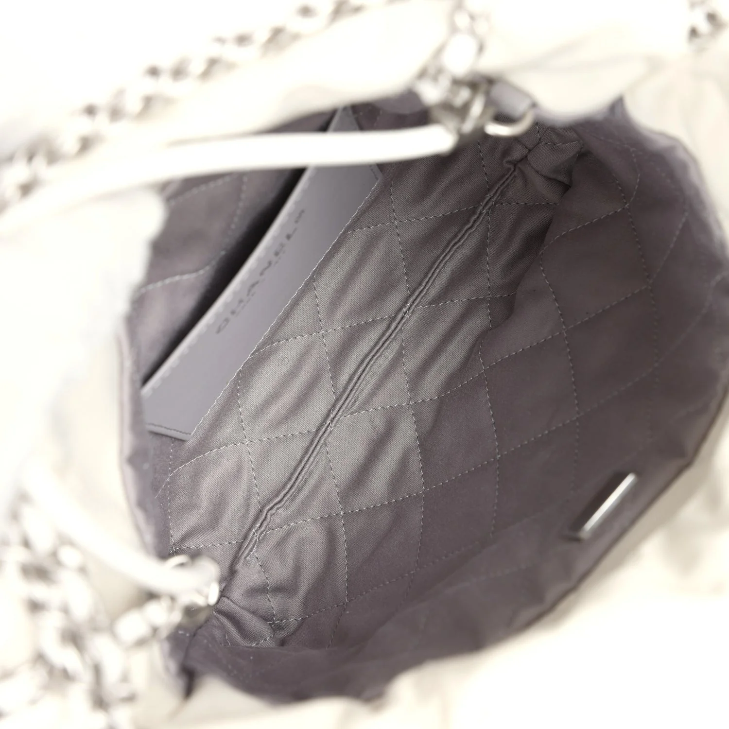 Chanel Mini 22 Bag White and Silver Ombre Metallic Calfskin Silver Hardware