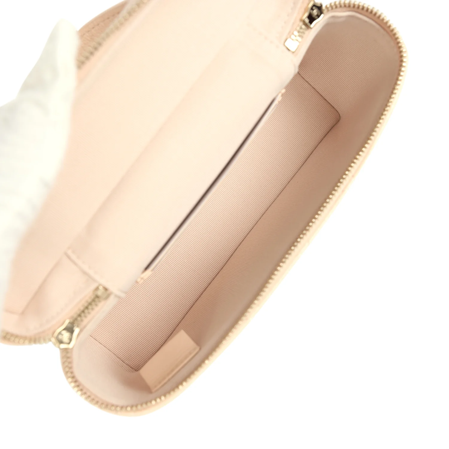 Chanel Top Handle Long Vanity Case with Chain Light Beige Shiny Caviar Light Gold Hardware