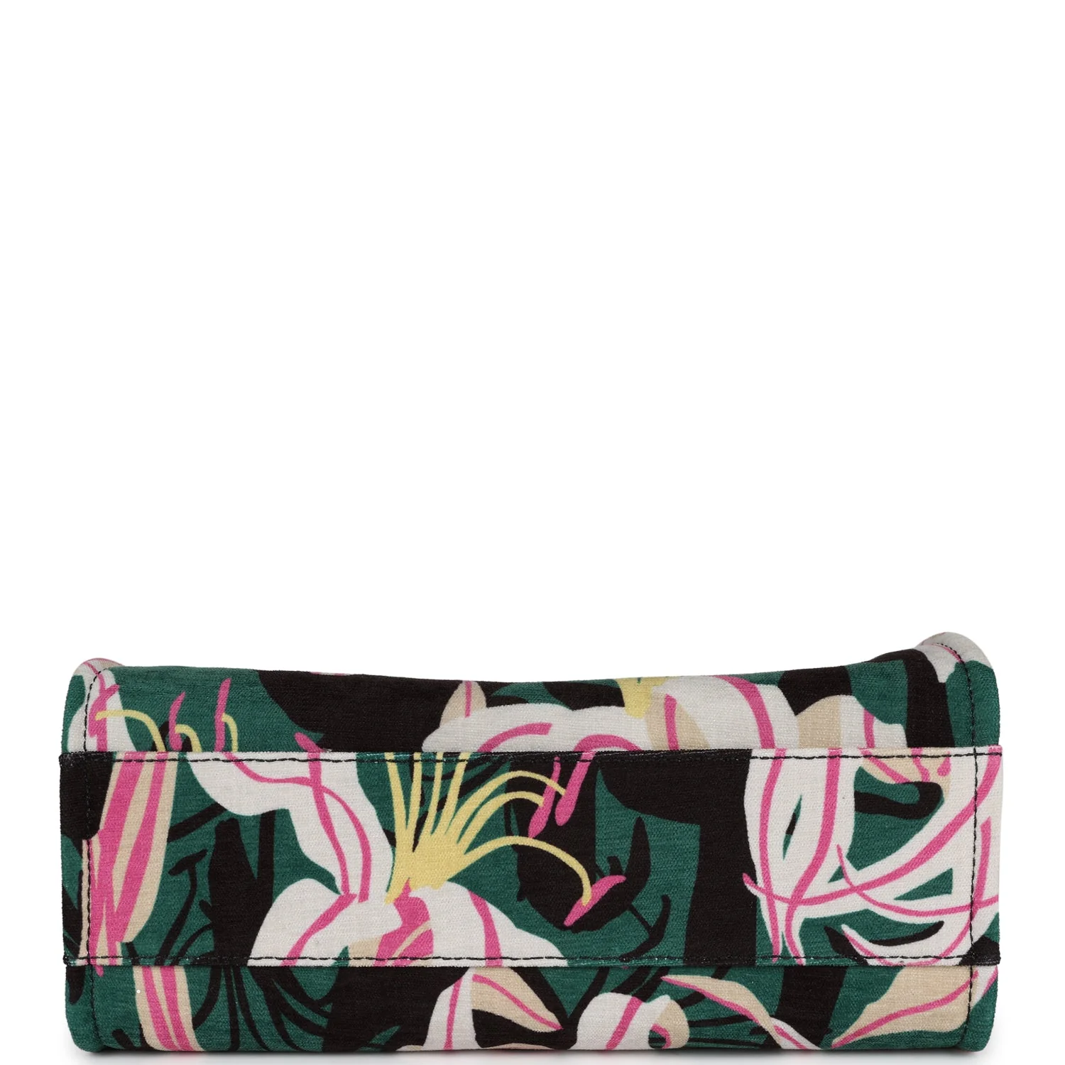 Chanel Small Deauville Shopping Tote Green and Pink Tropical Floral Velvet Light Gold Hardware