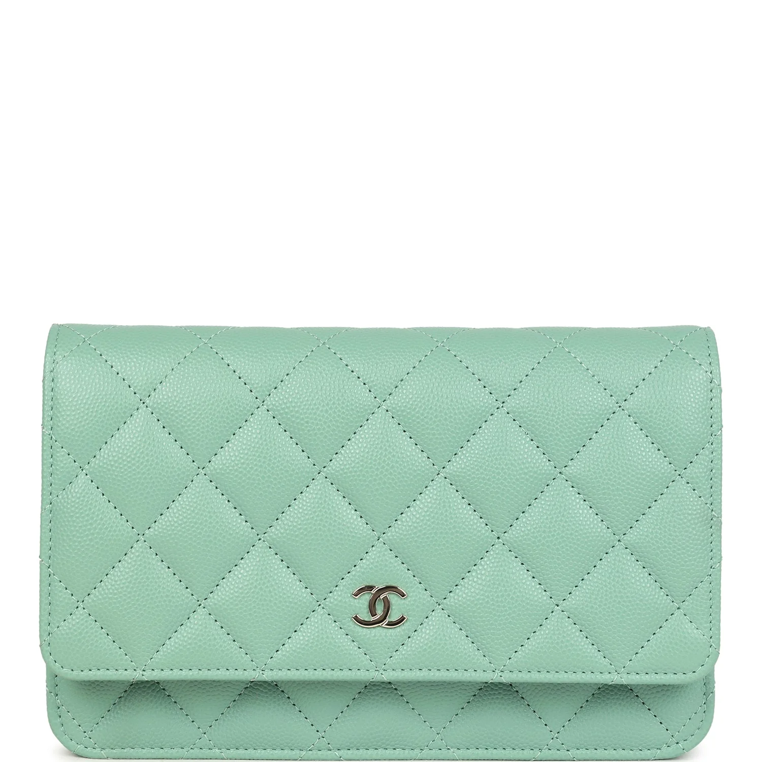 Chanel Wallet On Chain WOC Light Green Caviar Light Gold Hardware