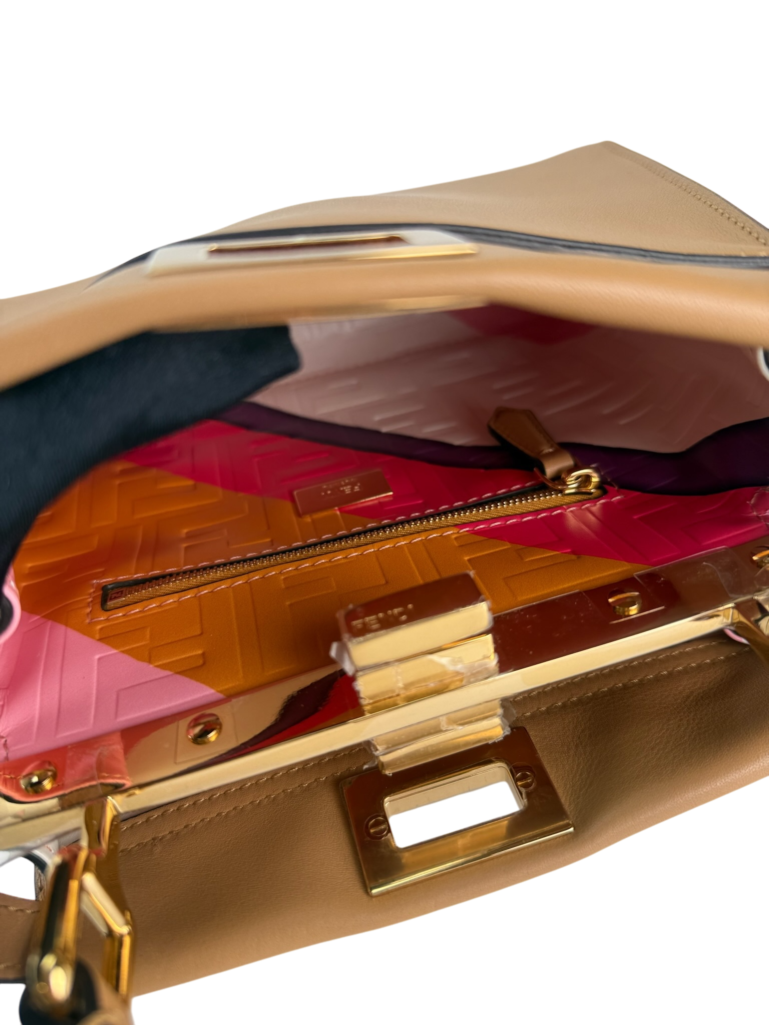 FENDI - Peekaboo Soft Small Brown Calfskin Leather bag Gold Hardware