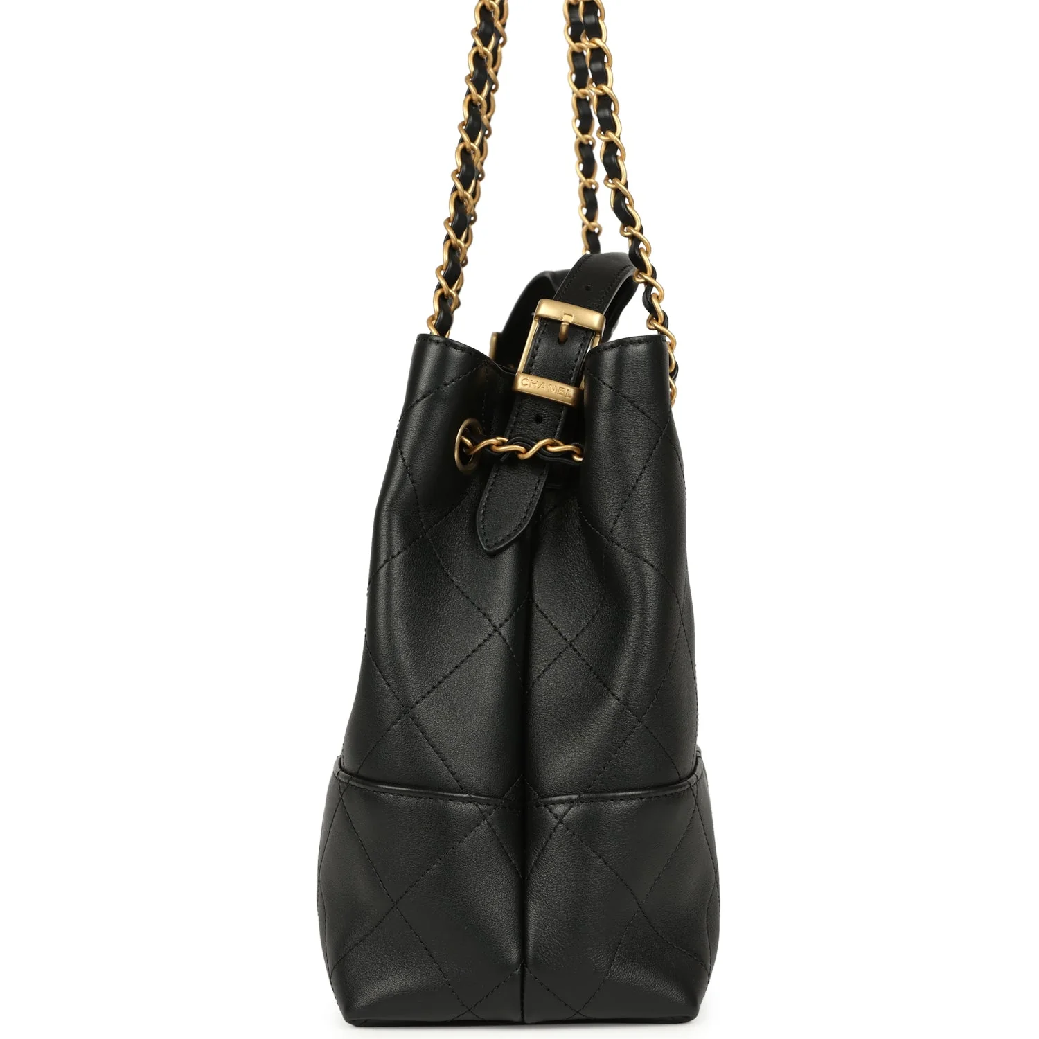 Chanel Small Coco Hobo Bag Black Calfskin Antique Gold Hardware