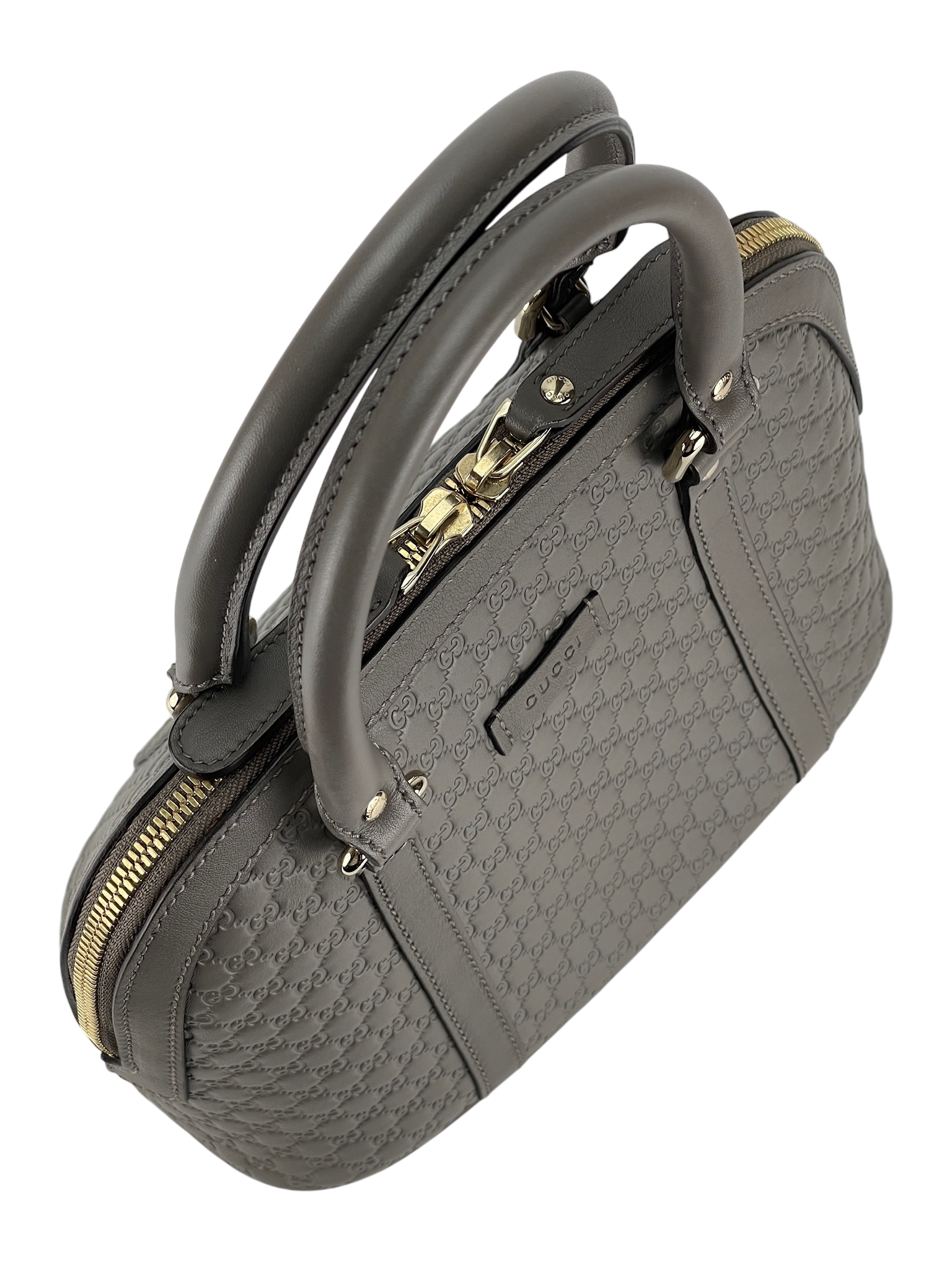 GUCCI - Grey Calfskin Micro Guccissima Leather Dome Bag