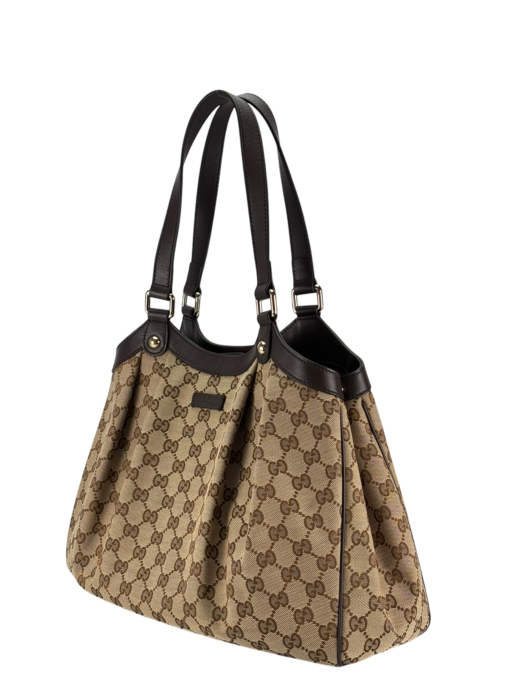 GUCCI - Brown Beige GG Tote Bag Shoulder Bag