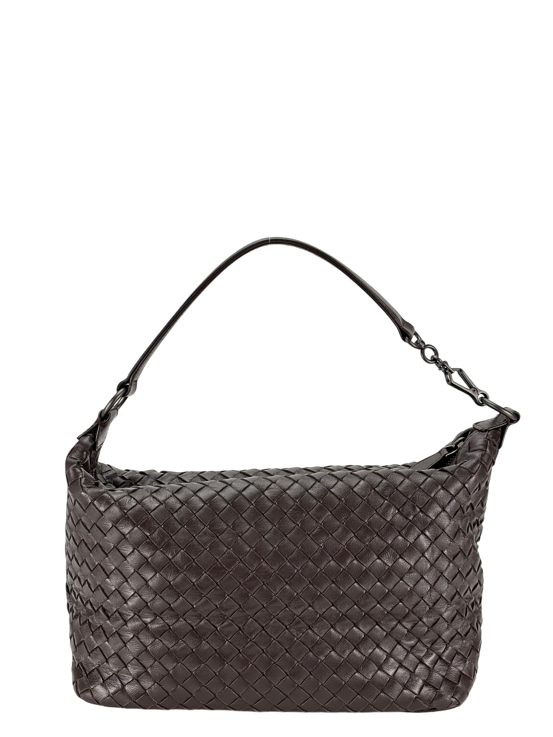 BOTTEGA VENETA - Zip Hobo Intrecciato Nappa Brown Lambskin