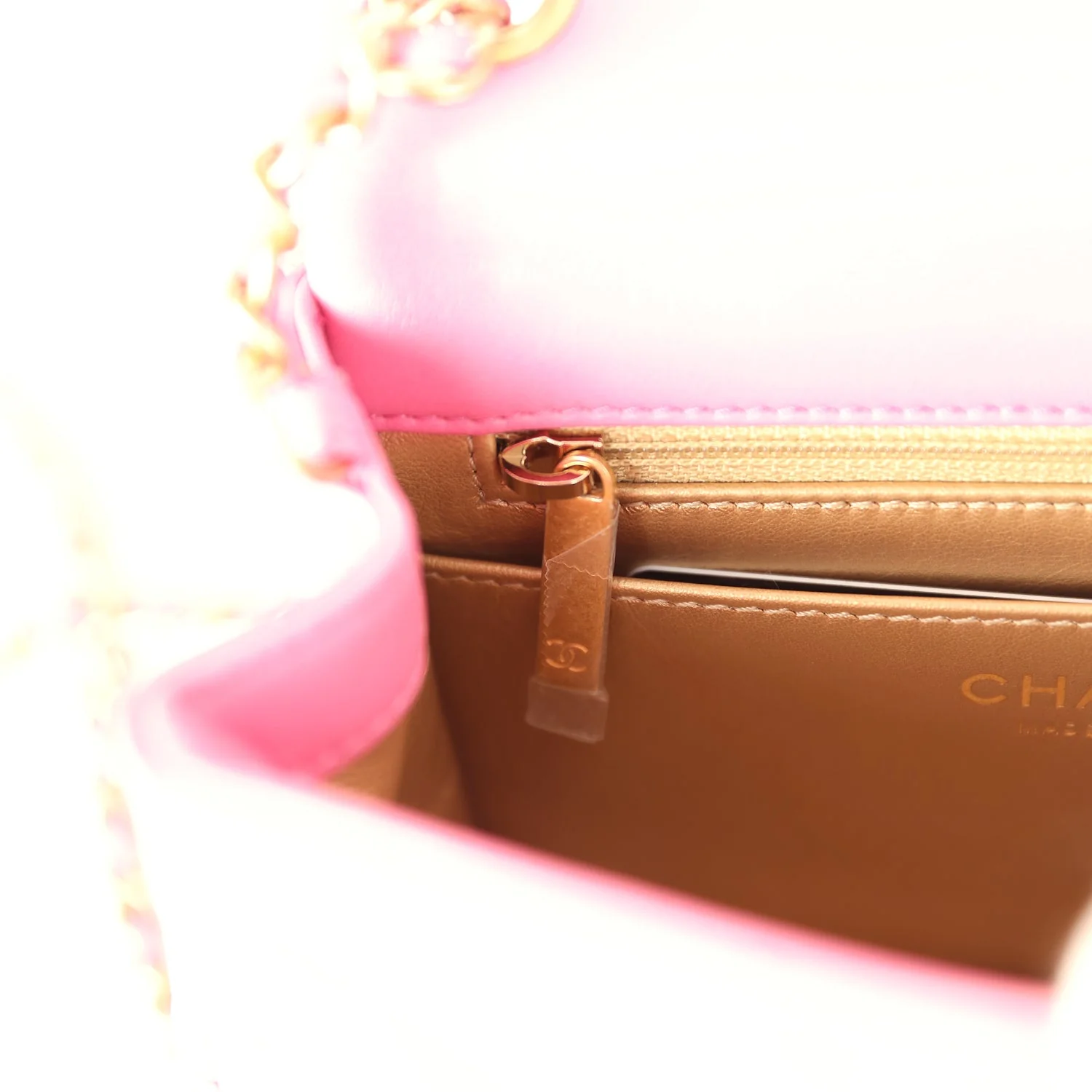 Chanel Mini Pearl Crush Square Flap Bag Pink Lambskin Brushed Gold Hardware