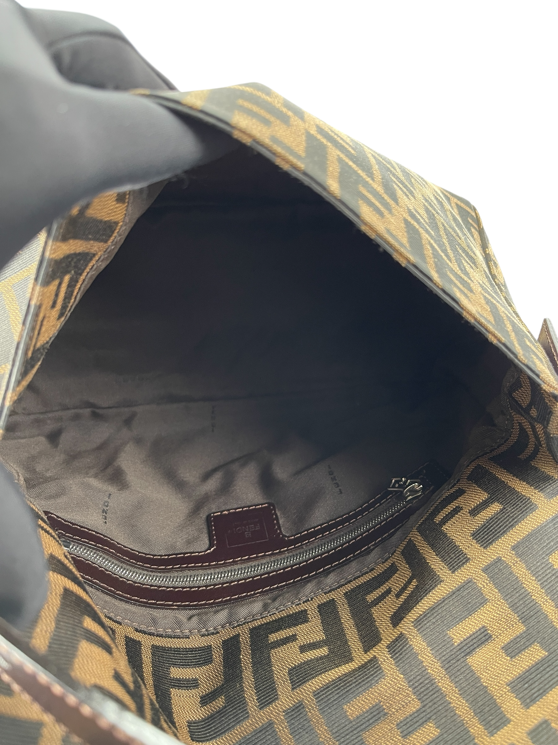 FENDI - Brown Zucca Mamma Baguette Handbag Silver Hardware