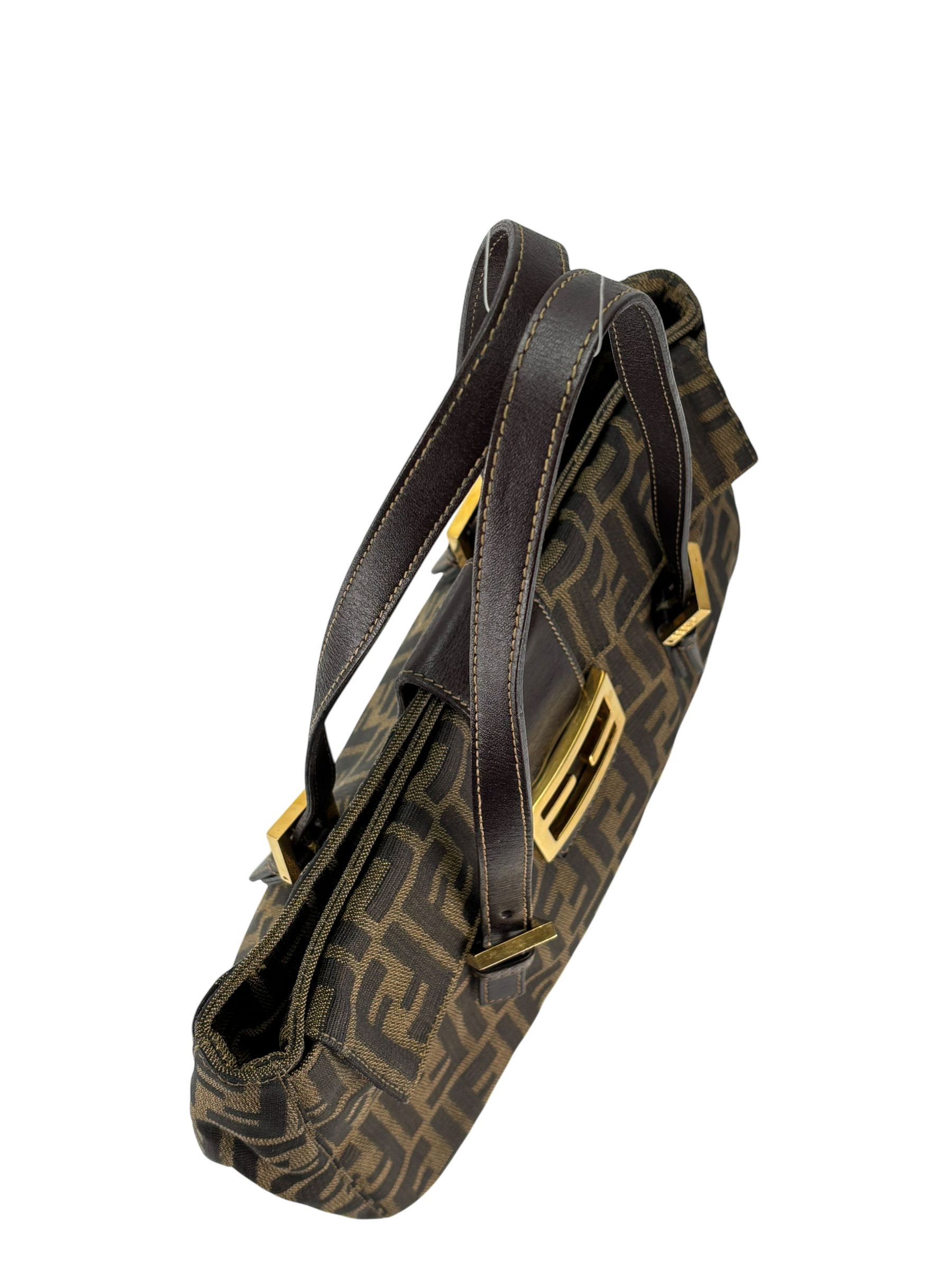 FENDI - Brown Canvas Zucca Double Handle Bag