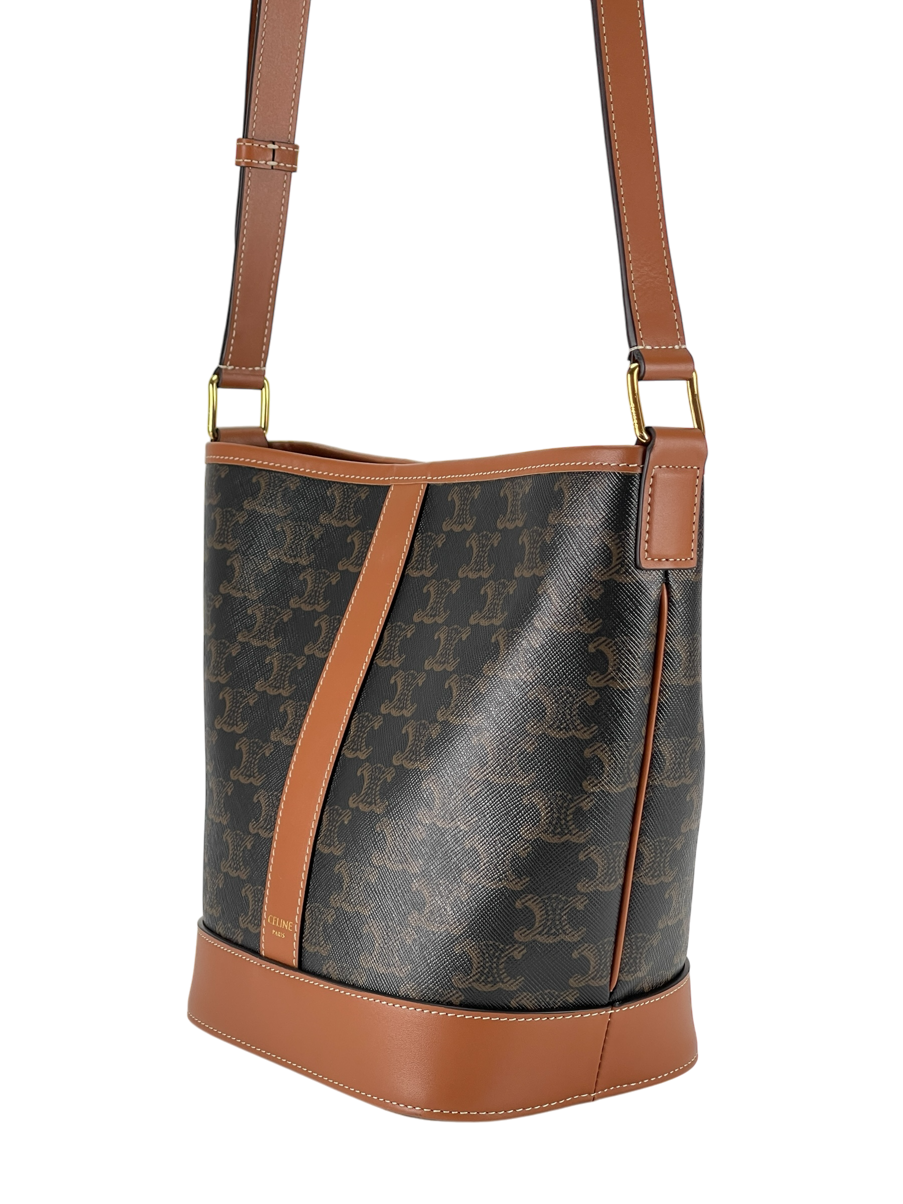 CELINE - Small Bucket Bag Brown Triomphe Canvas