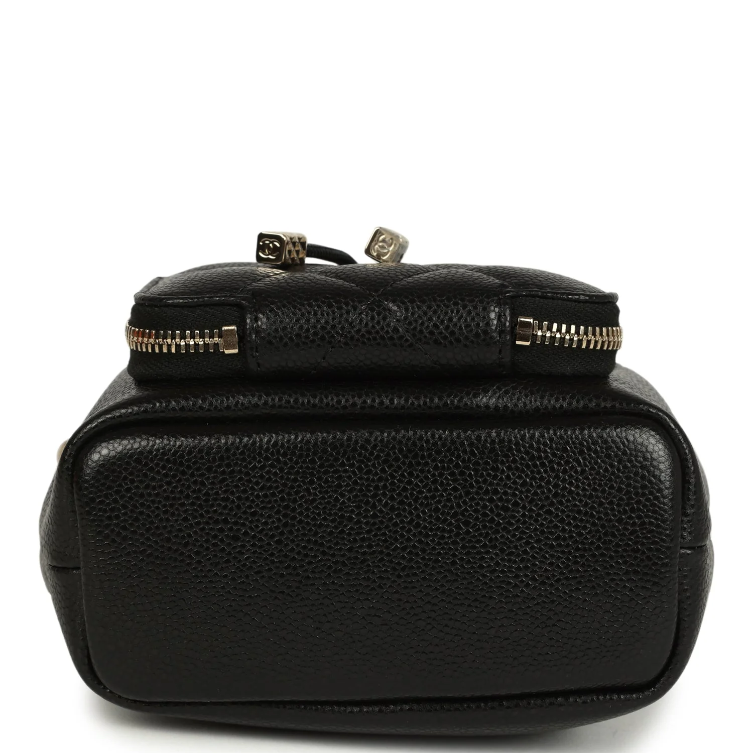 Chanel Mini Top Handle Bucket Bag with Chain Black Shiny Caviar Light Gold Hardware