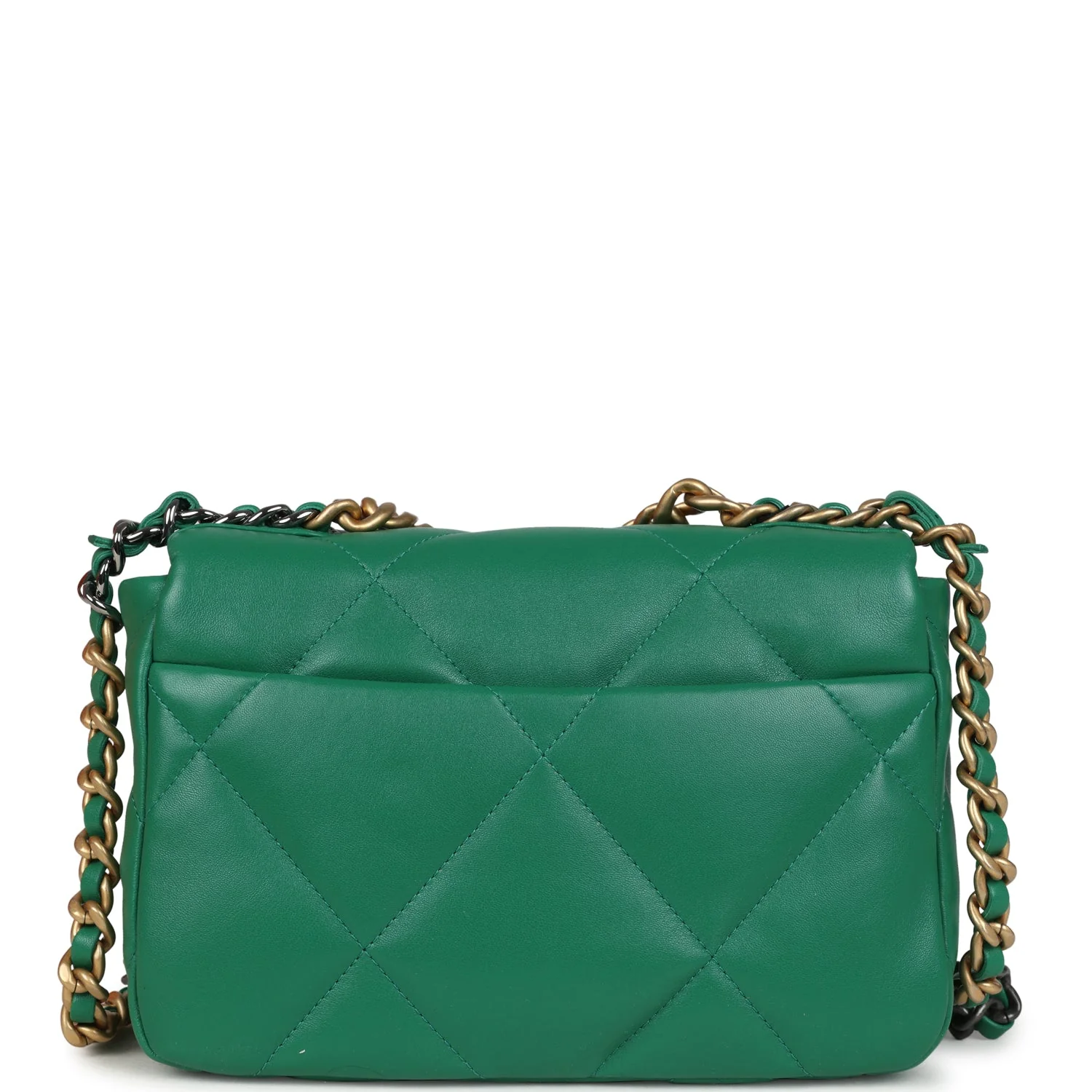Chanel Medium 19 Flap Green Shiny Lambskin Mixed Metal Hardware