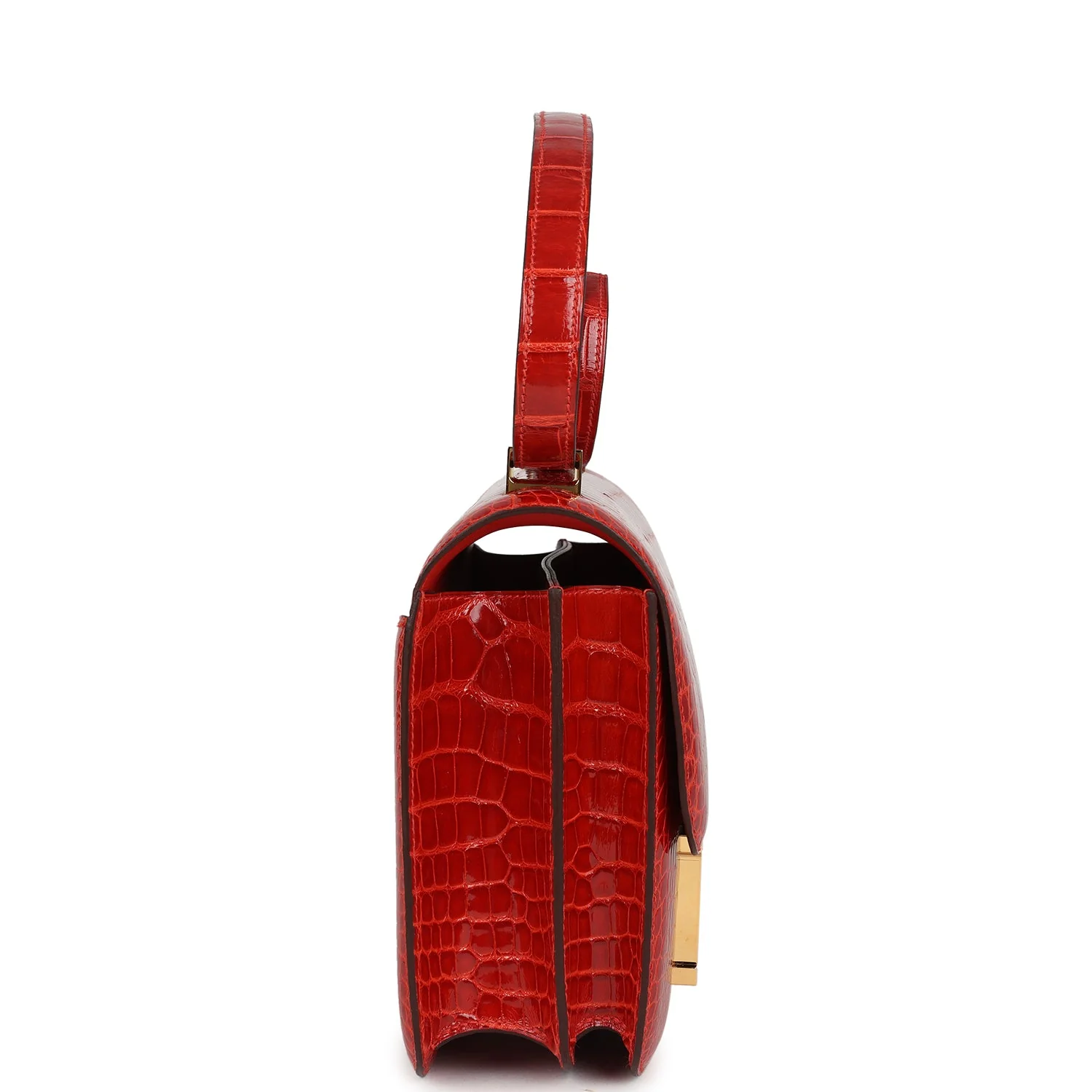 Pre-owned Hermes Constance 24 Geranium Shiny Alligator Gold Hardware