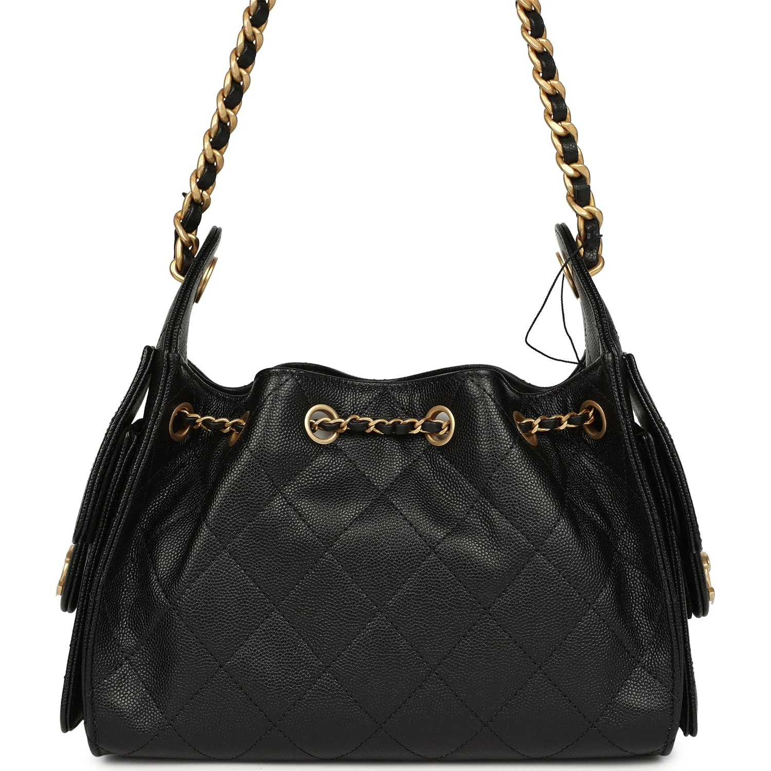 Chanel Mini 25 Hobo Bag Black Caviar Antique Gold Hardware