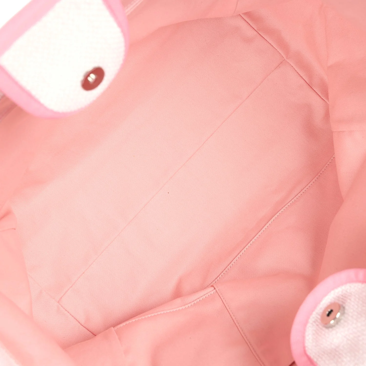 Pre-owned Chanel Medium Deauville Shopping Tote Light Pink Raffia and Canvas Silver Hardware