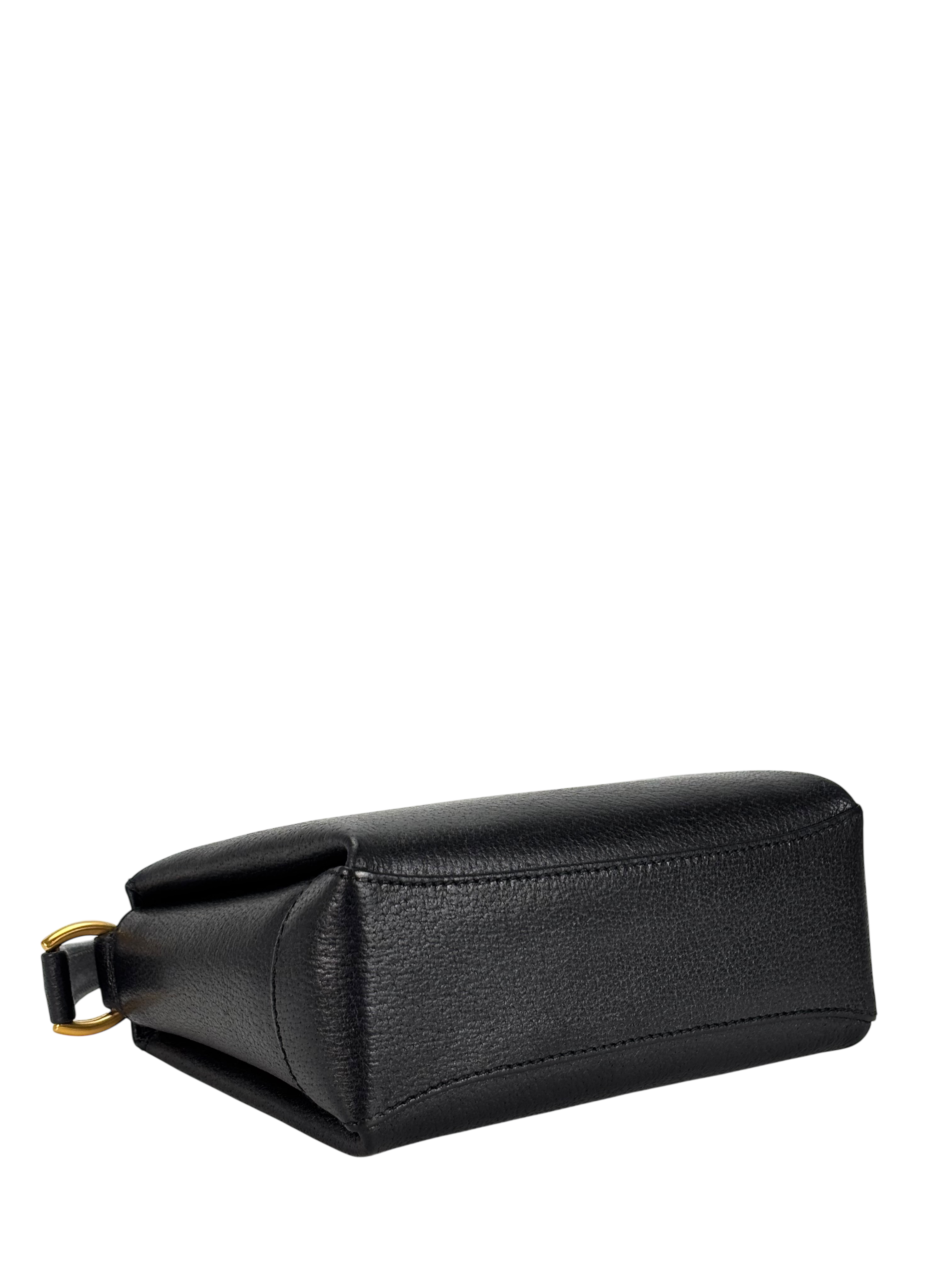 GUCCI - Black Leather Bamboo Turnlock Handbag