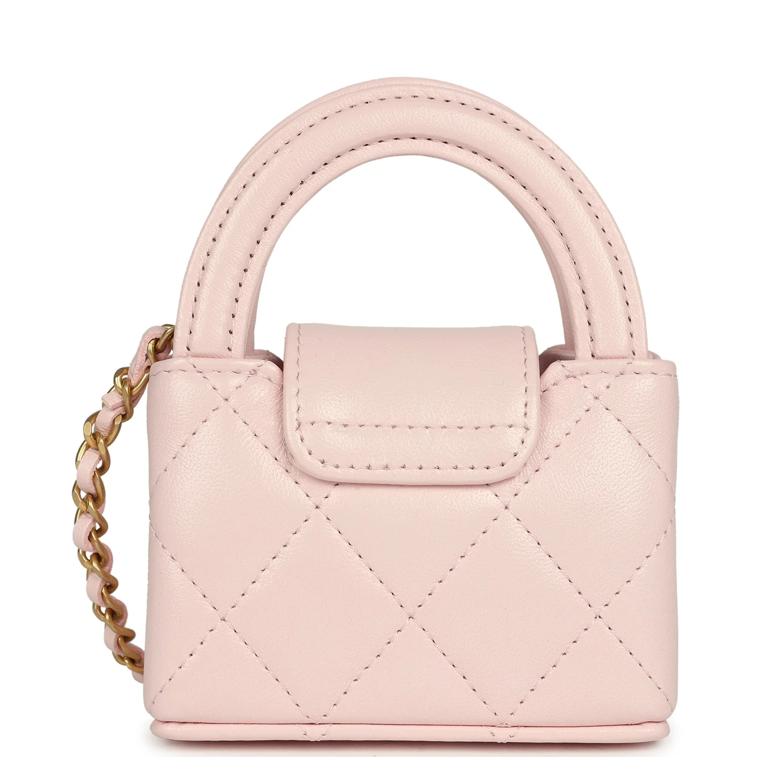 Chanel Nano Kelly Bag Charm Light Pink Shiny Lambskin Brushed Gold Hardware