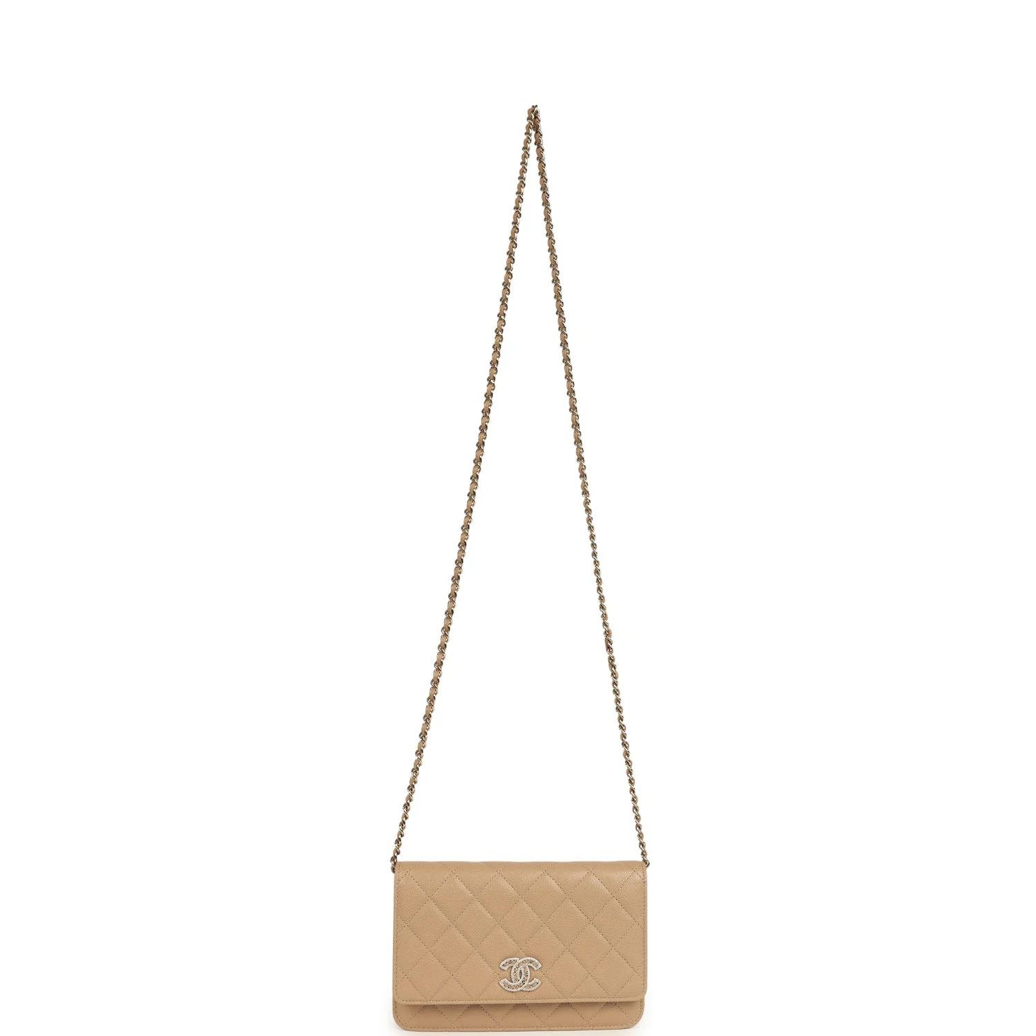 Chanel Wallet On Chain WOC Beige Shiny Caviar Light Gold Hardware