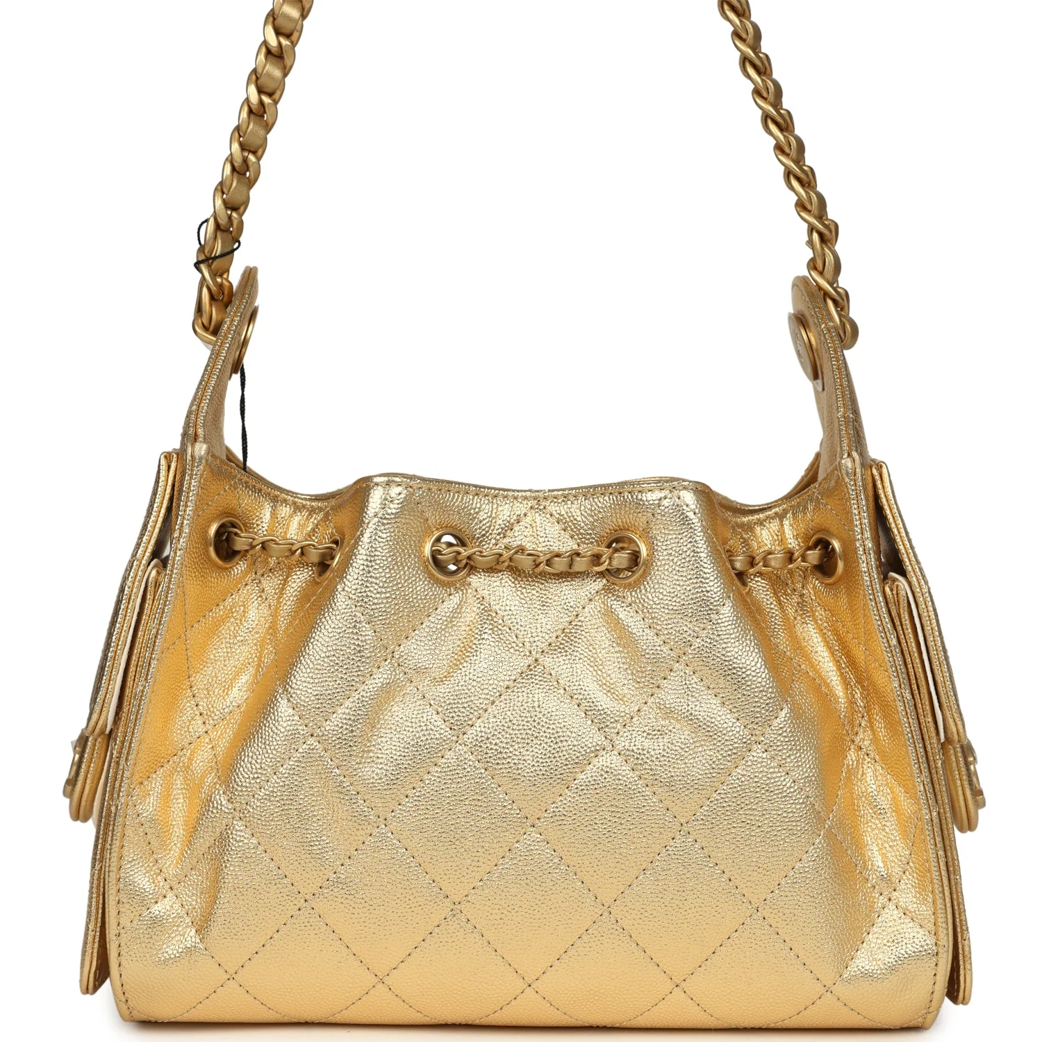 Chanel Mini 25 Hobo Bag Metallic Gold Caviar Caviar Antique Gold Hardware