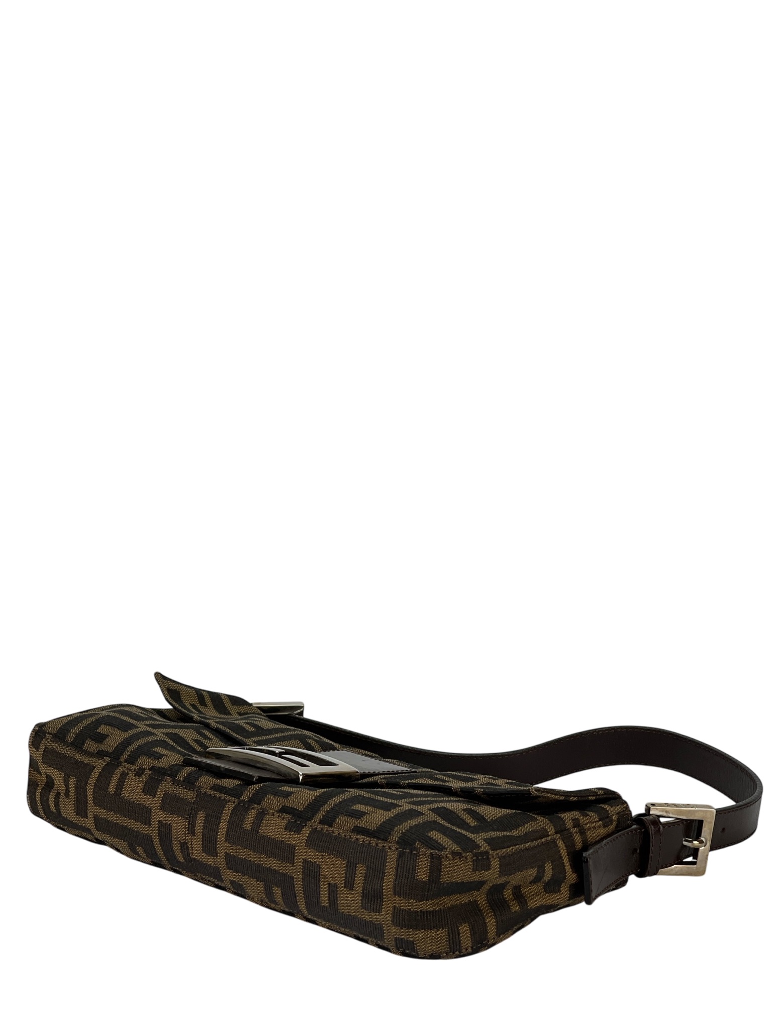 FENDI - Brown Zucca Baguette Handbag Silver Hardware