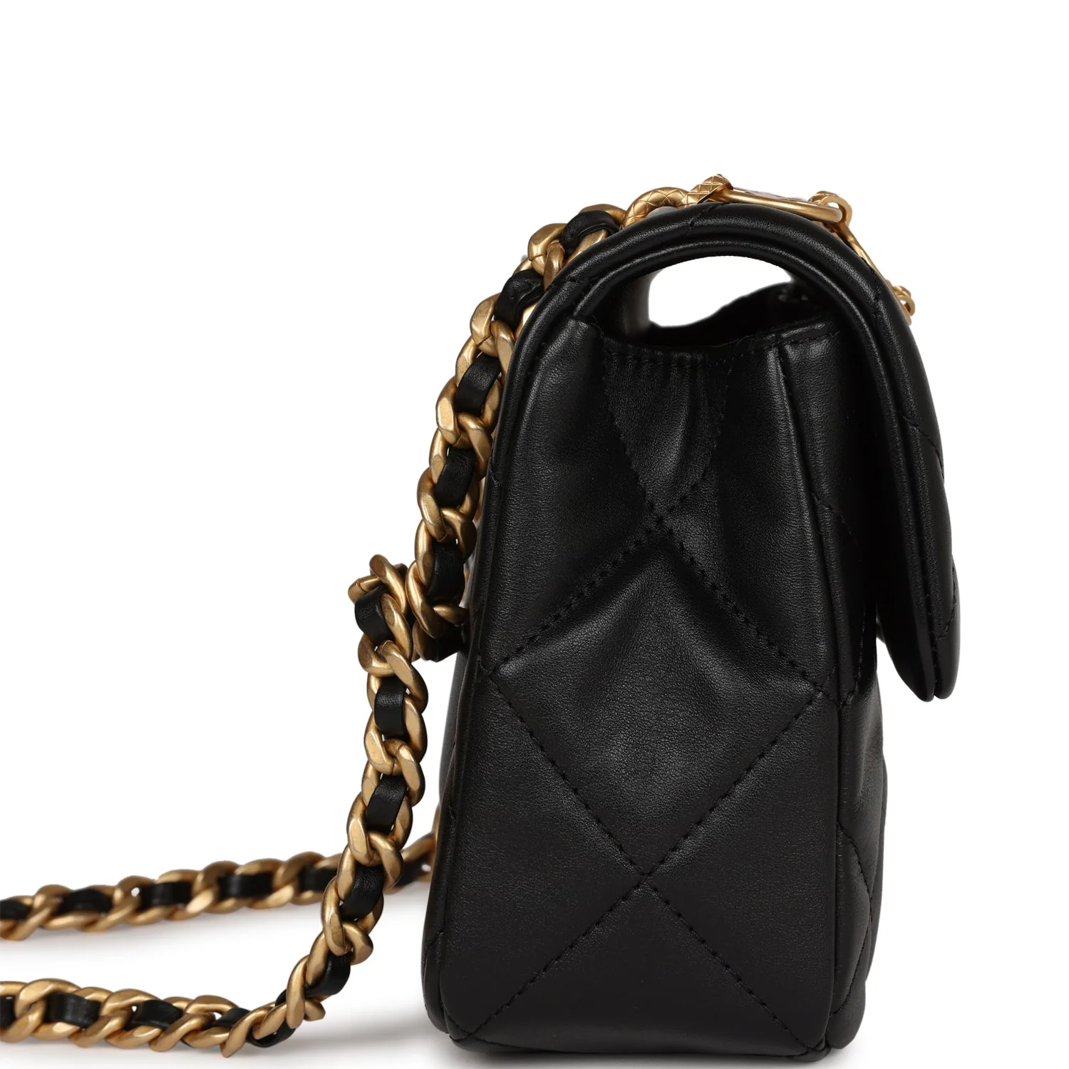 Chanel Mini Charms Flap Bag Black Lambskin Brushed Gold Hardware
