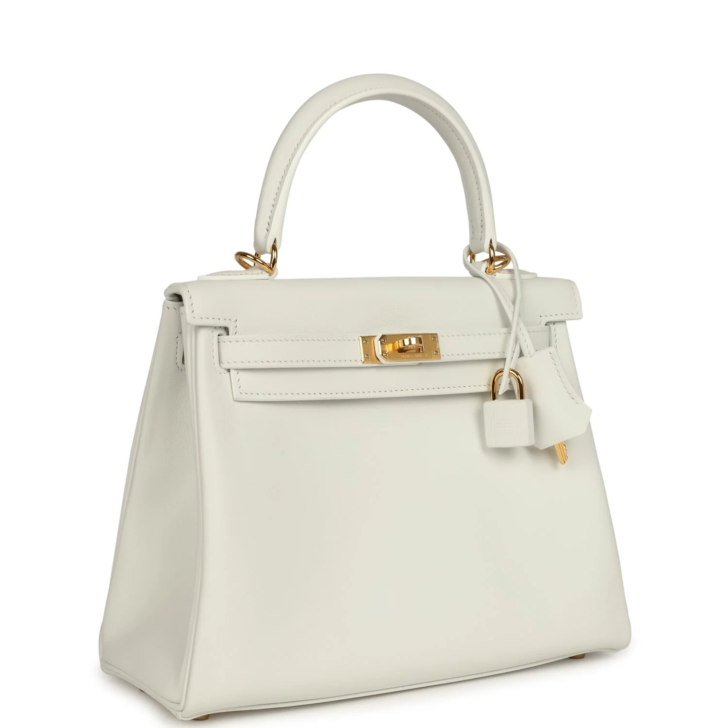 Hermes Kelly Retourne 25 New White Swift Gold Hardware