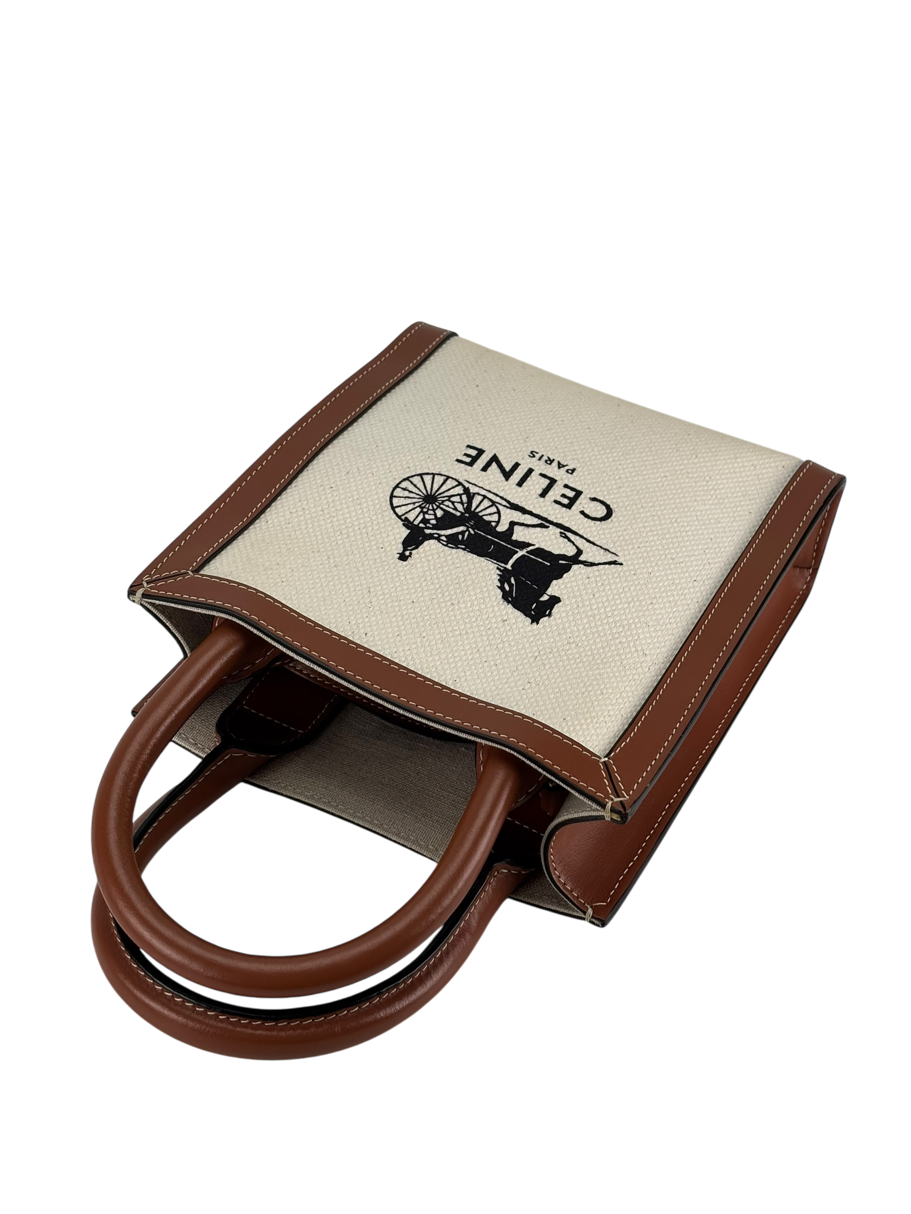 CELINE - Mini Natural Brown Sulky Print Canvas Shoulder Bag