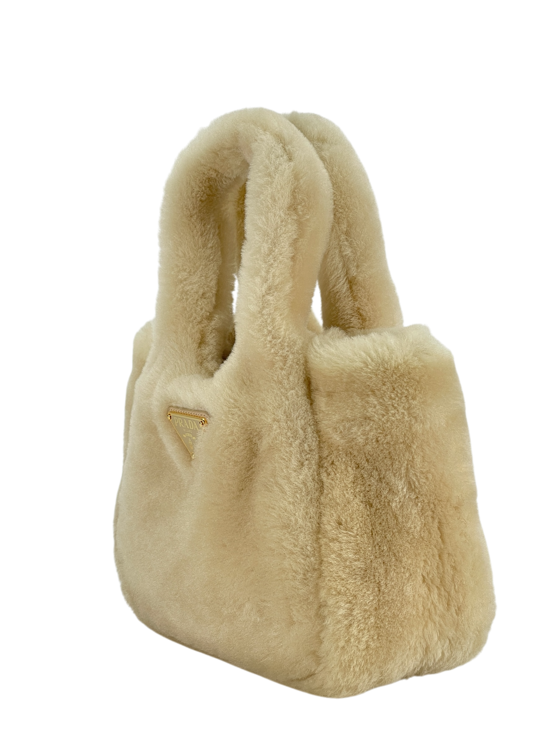 PRADA - White Wool Bucket Bag Handbag