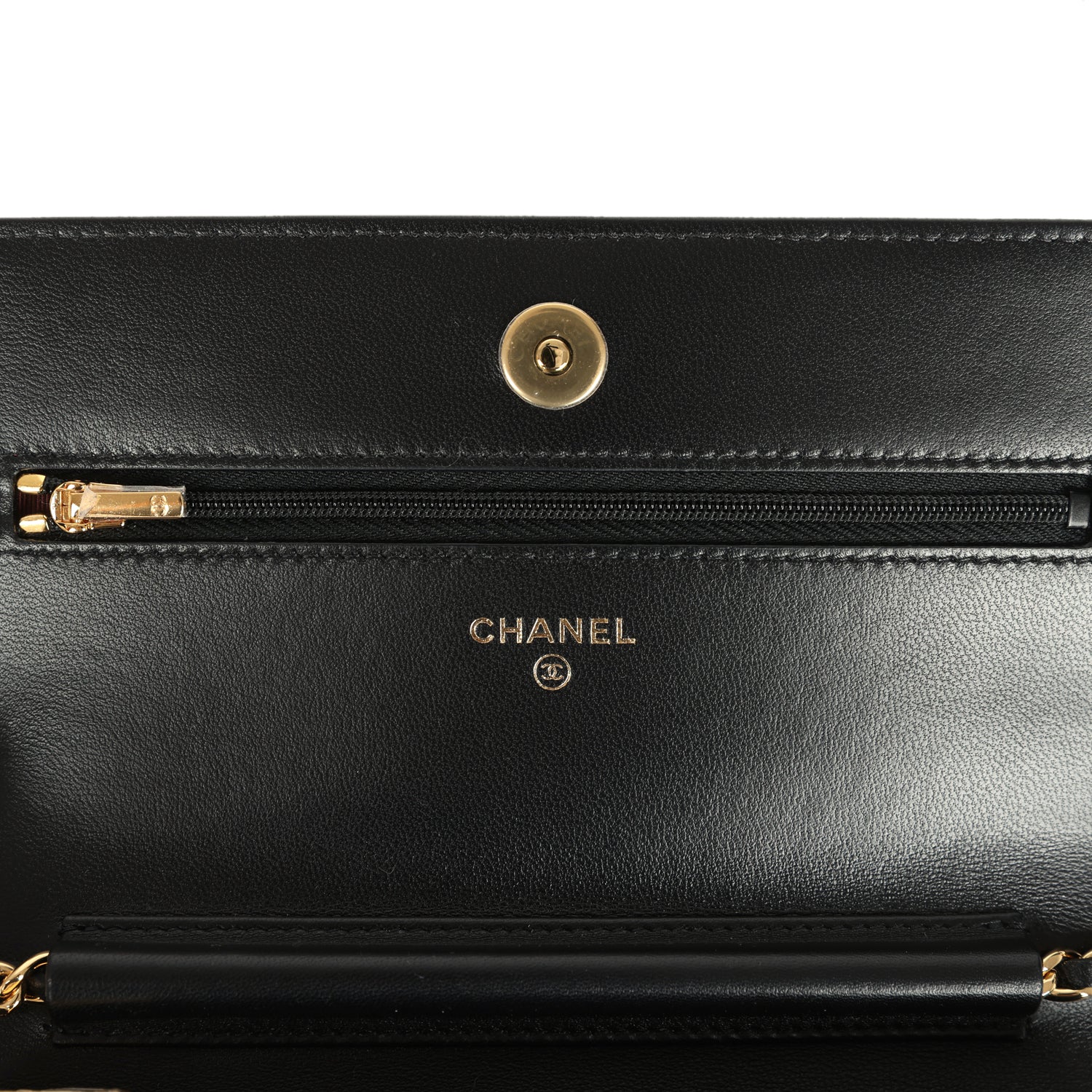 Chanel Wallet On Chain WOC Black Lambskin Gold Hardware
