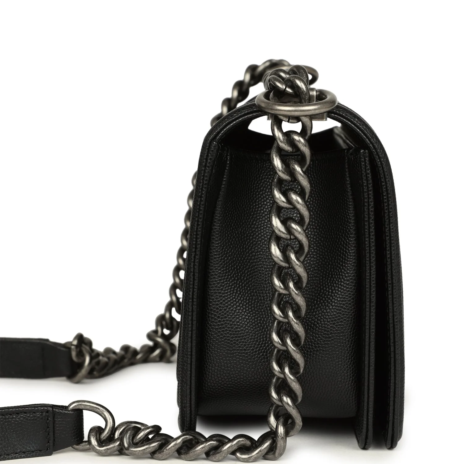 Chanel Medium Boy Bag Black Caviar Aged Ruthenium Hardware