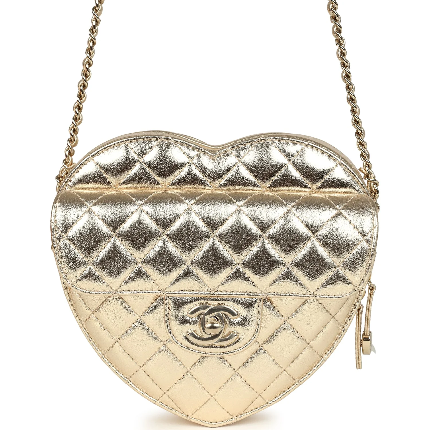 Chanel CC In Love Large Heart Bag with Chain Gold Metallic Lambskin Light Gold Hardware