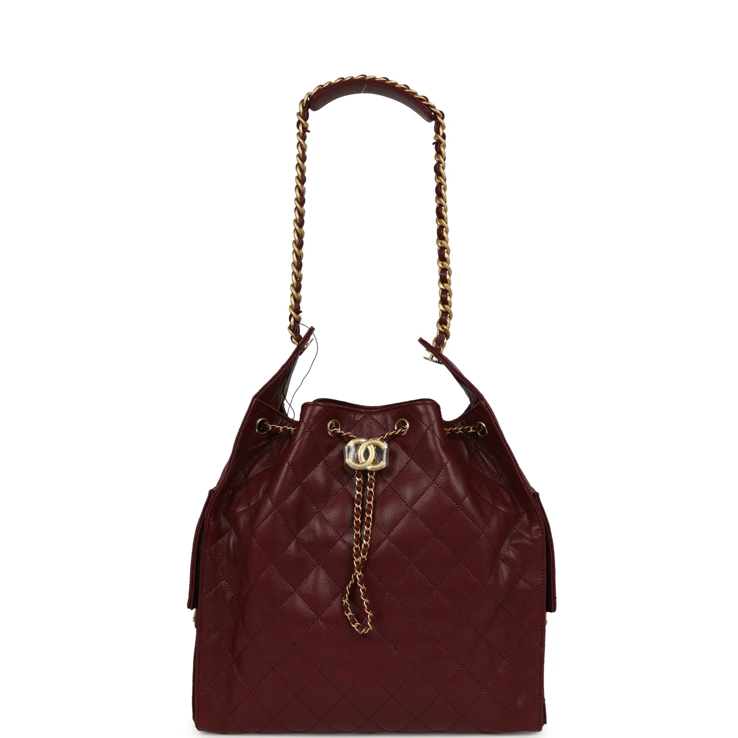 Chanel Medium 25 Hobo Bag Burgundy Caviar Antique Gold Hardware
