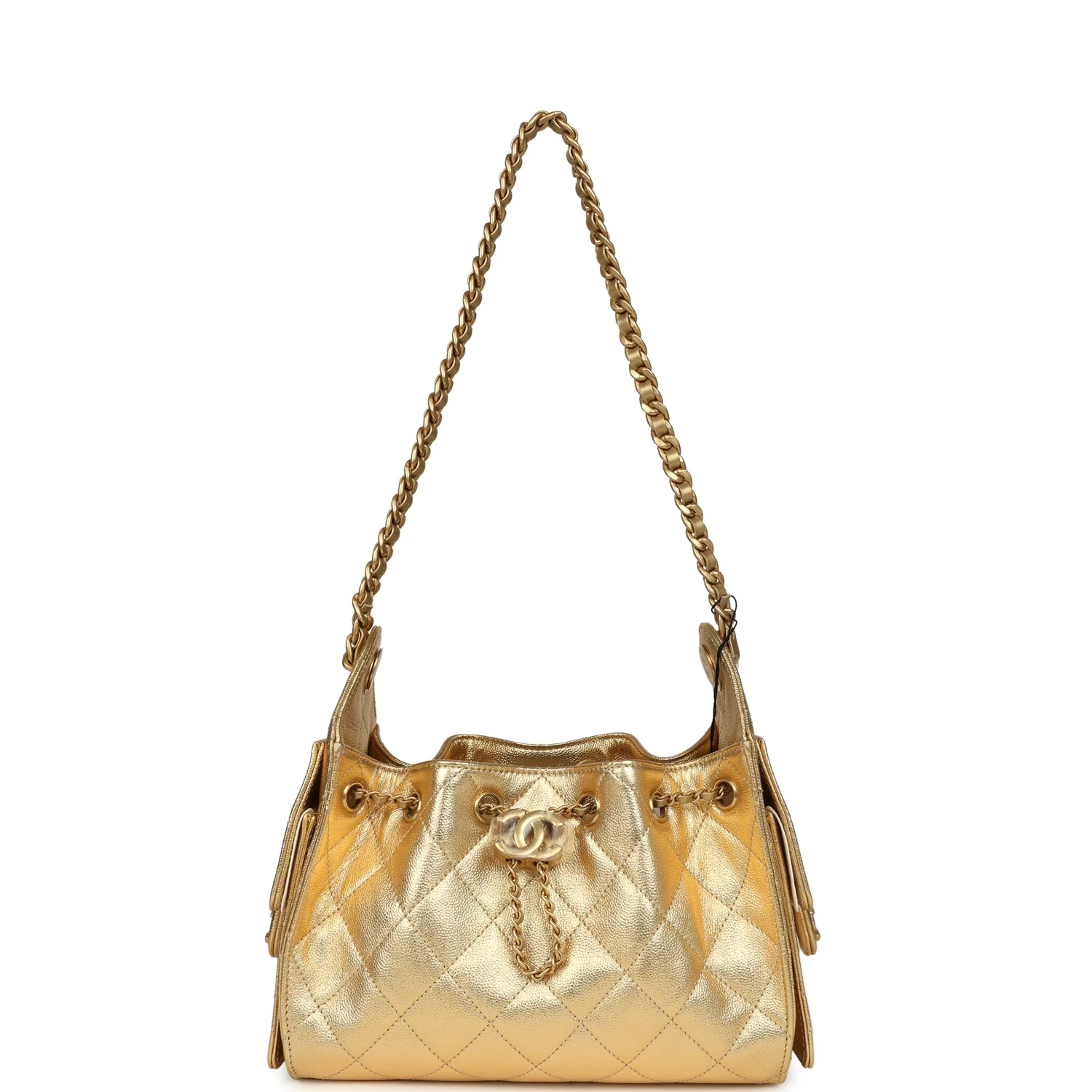 Chanel Mini 25 Hobo Bag Metallic Gold Caviar Caviar Antique Gold Hardware