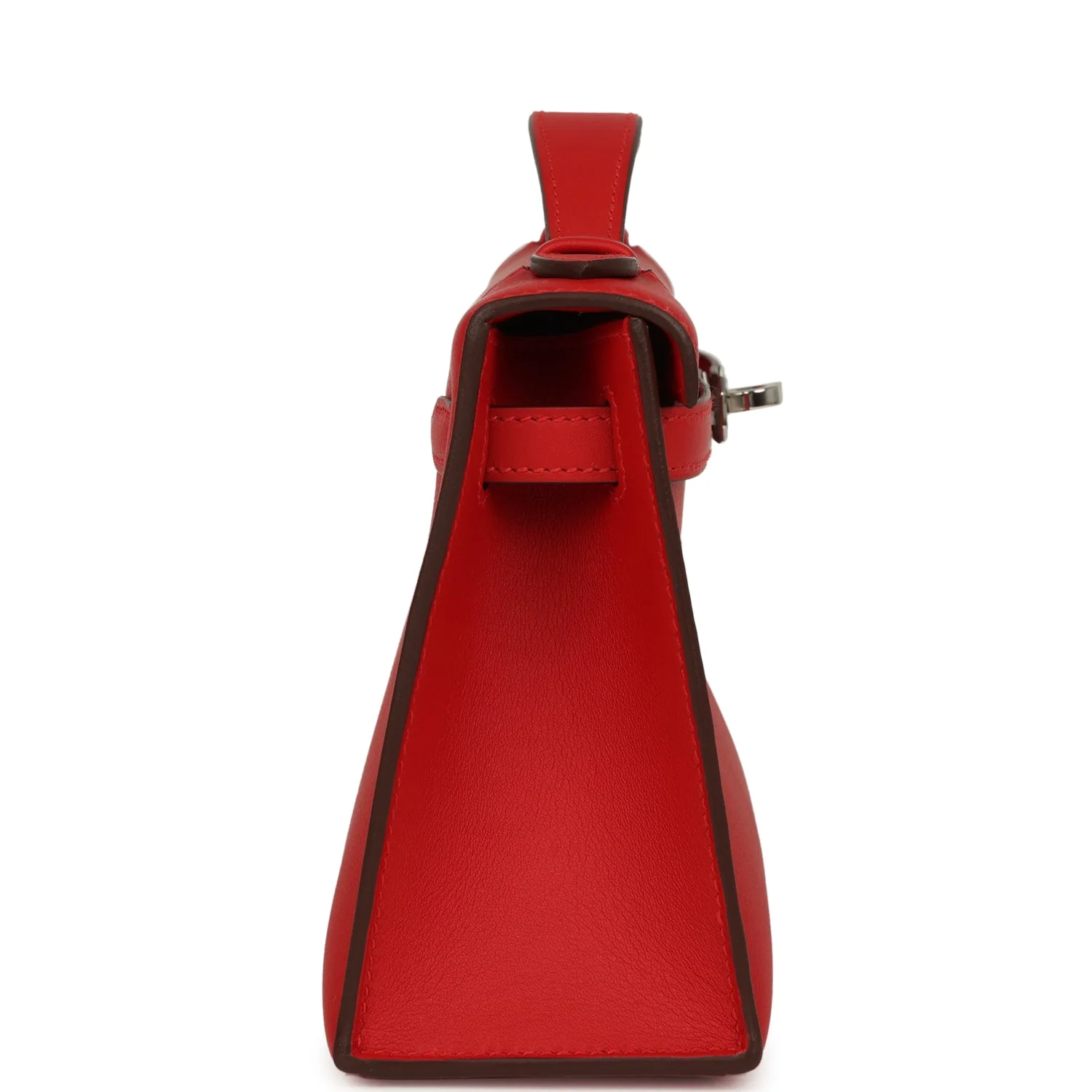 Hermes Kelly Pochette Rouge Radieux Swift Palladium Hardware