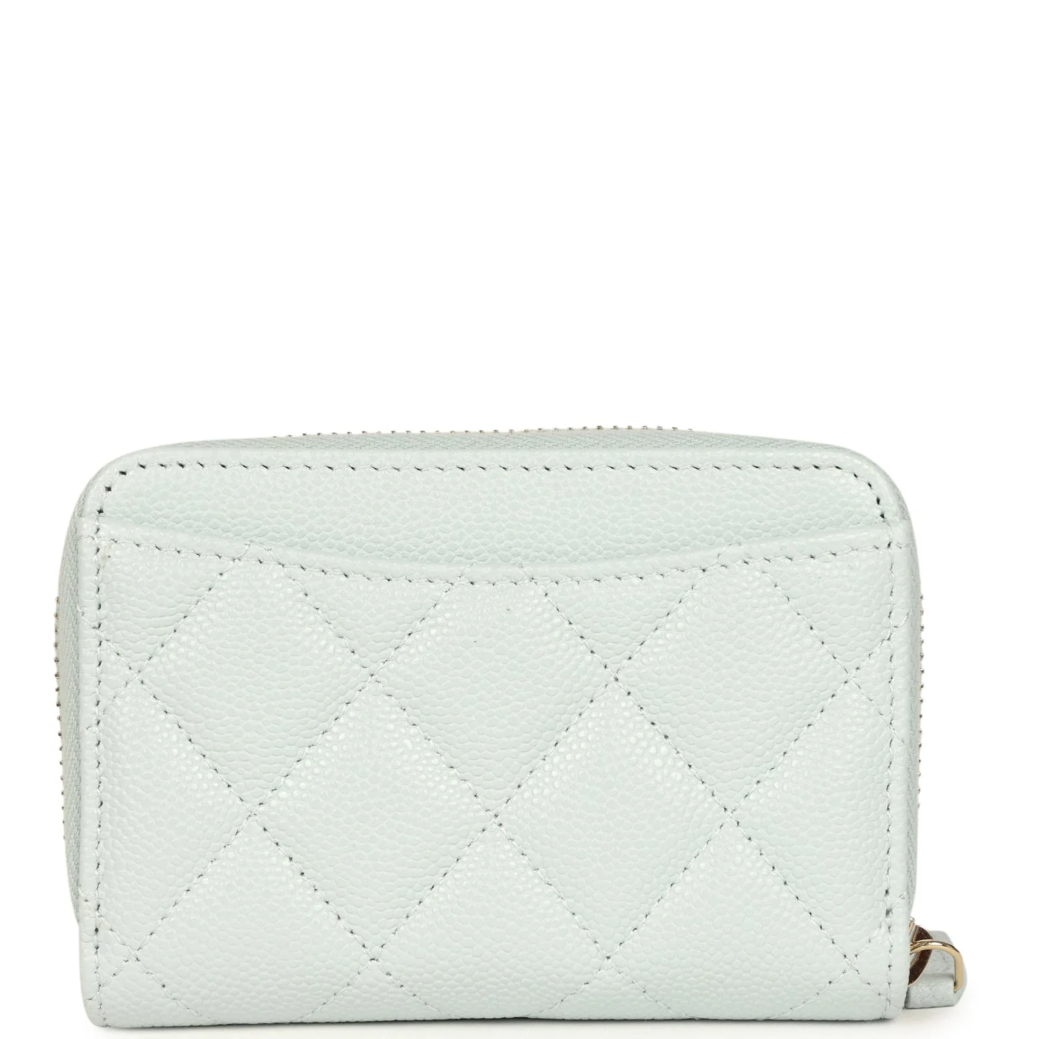 Chanel Classic Zipped Coin Purse Wallet Light Blue Caviar Light Gold Hardware