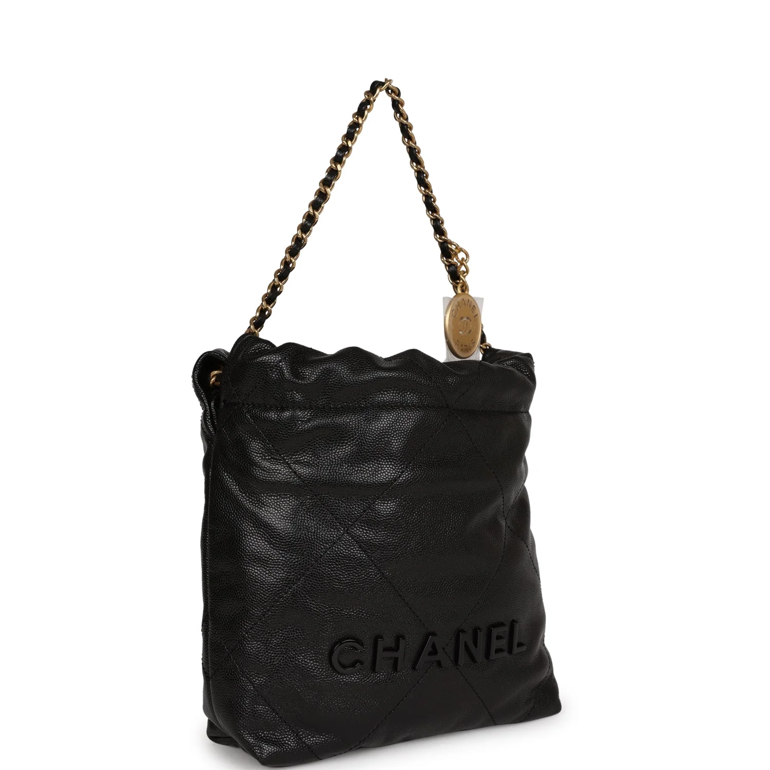 Chanel Mini 22 Bag Black Grained Calfskin Gold Hardware